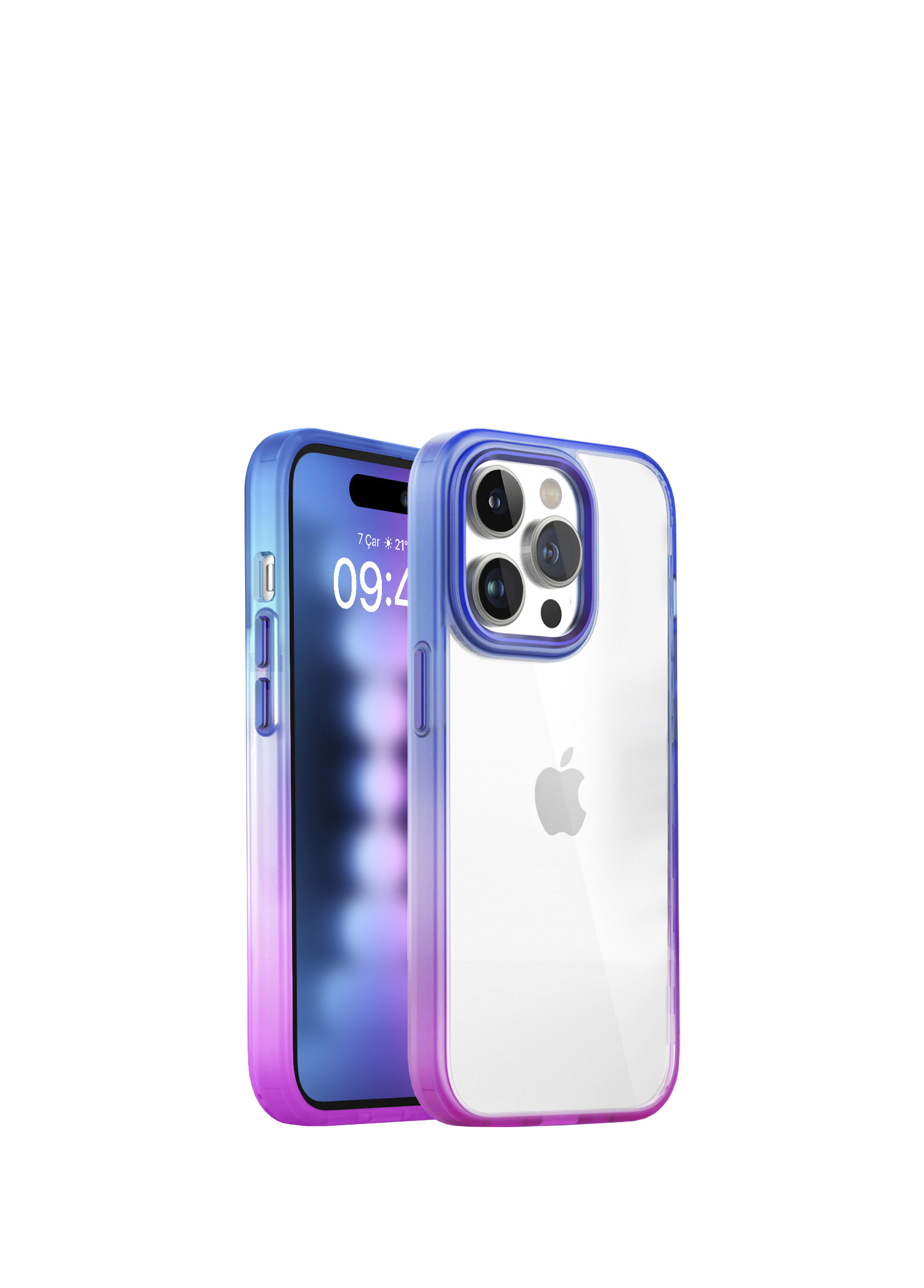 iPhone 15 Pro Max Air Bumper Rainbow Pink Blue Plastik Kılıf