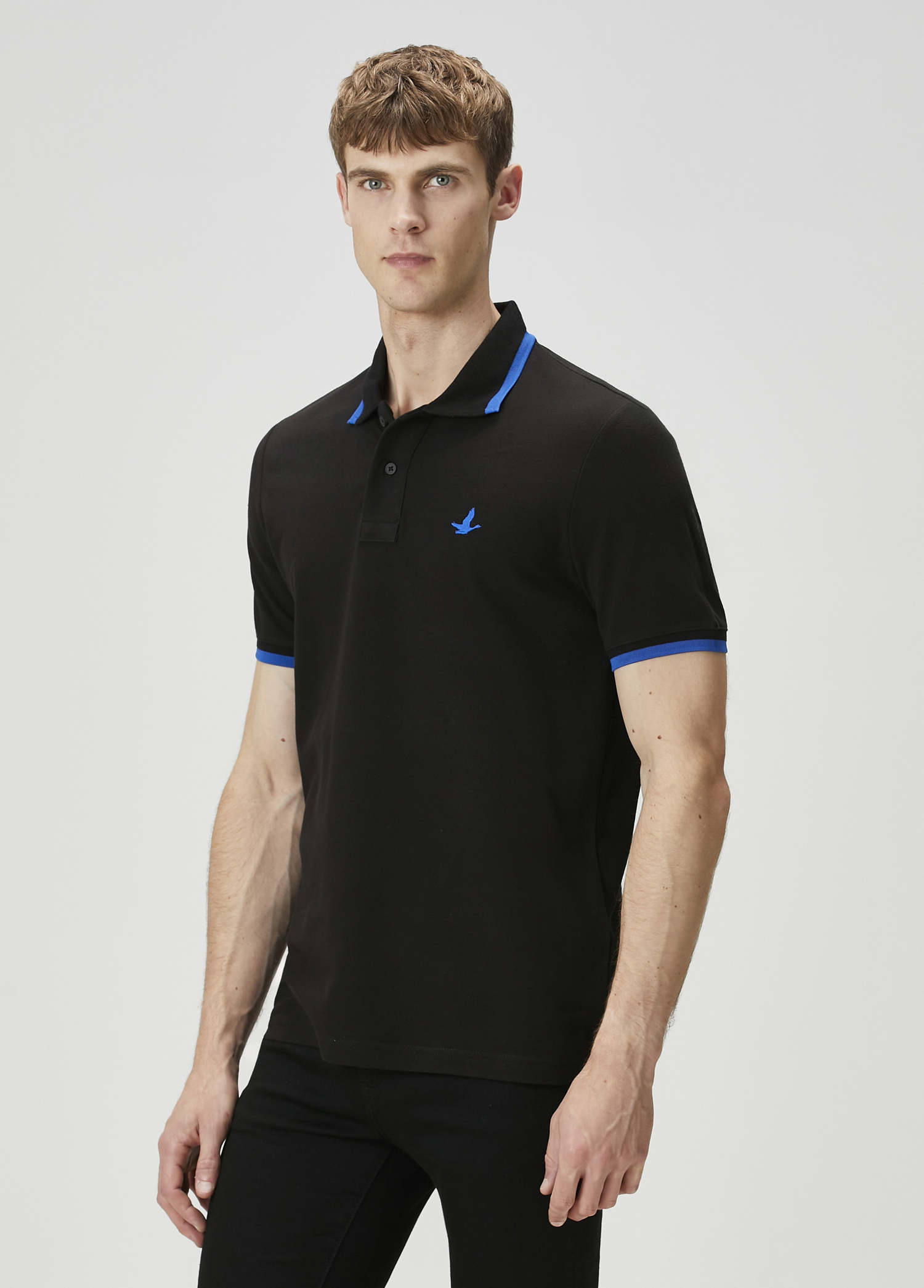 Siyah Saks Polo Yaka T-shirt_1