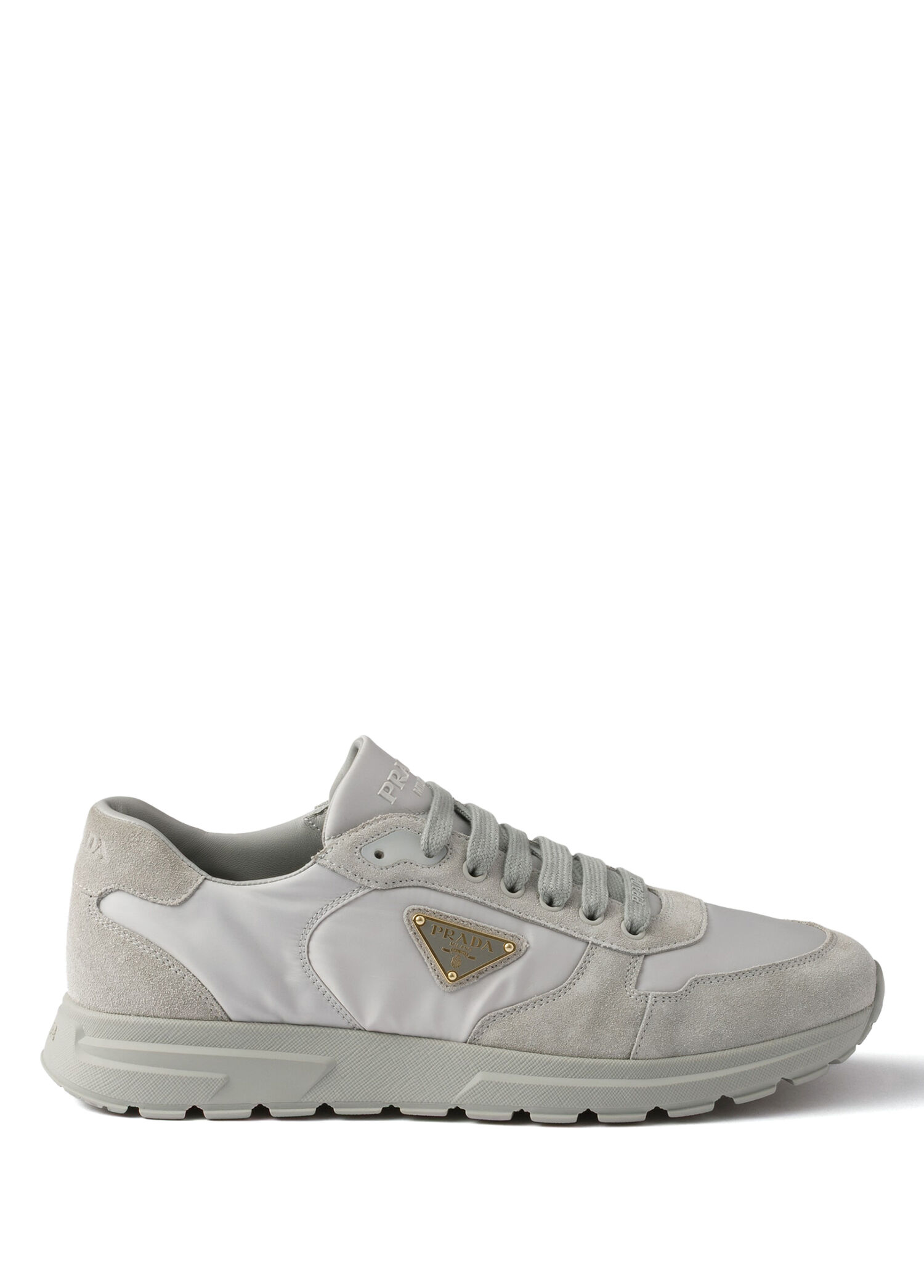 Prada Gri Erkek Prax 2.0 Gri Re-Nylon ve Süet Erkek Spor Ayakkabı