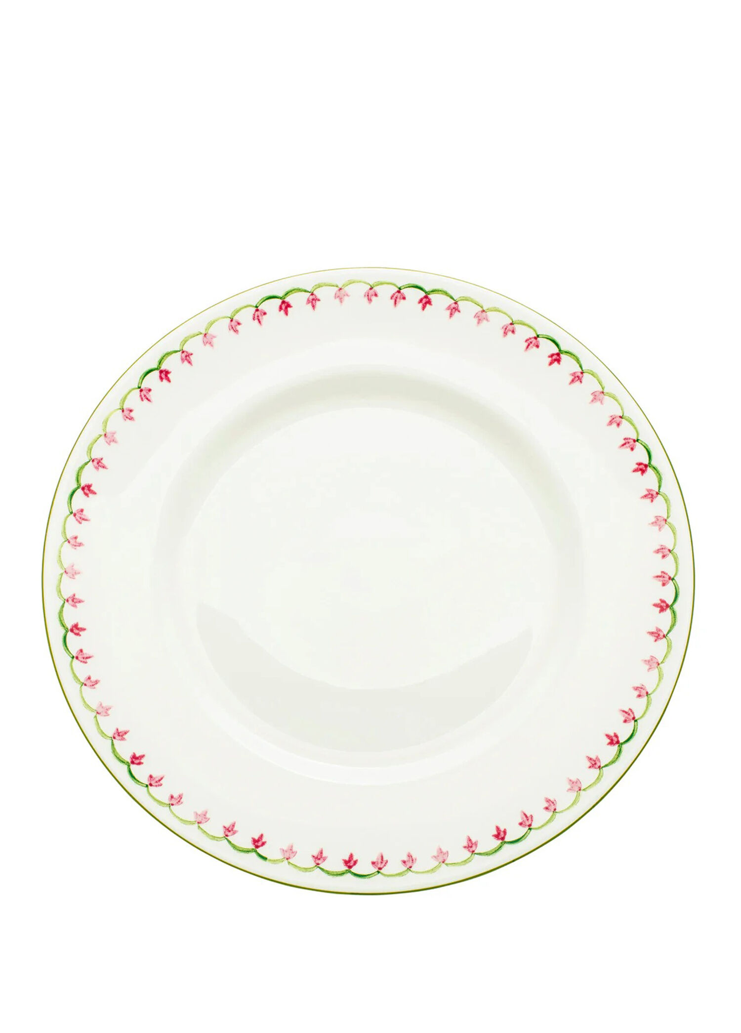 Marguerite Pink Beyaz Porselen Yemek Tabağı 25 cm
