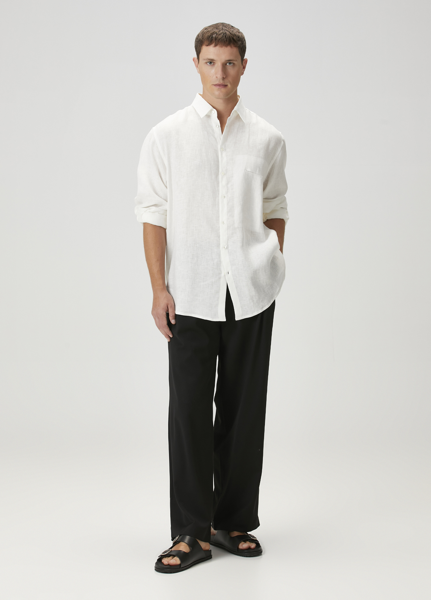 ISABEL BENENATO 変形半袖シャツ size48 ITALY製 White Isabel Benenato White Men White Linen Shirt 1661877