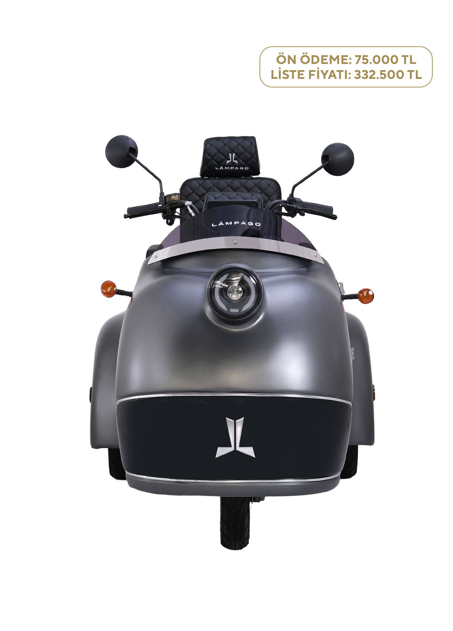 Elektrikli Mat Gri Siyah Moped Motosiklet