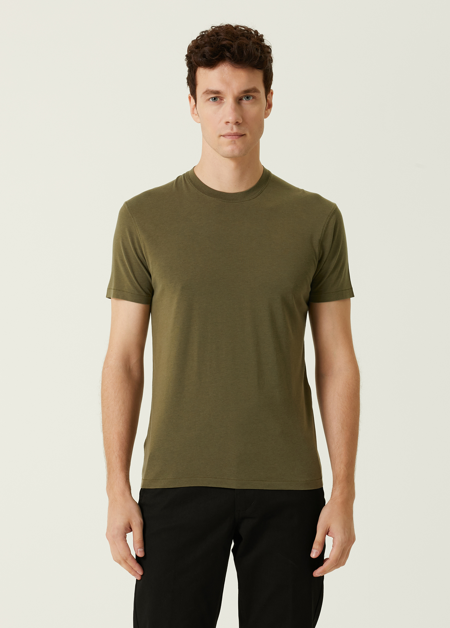 Beymen Haki Basic T-shirt. 1