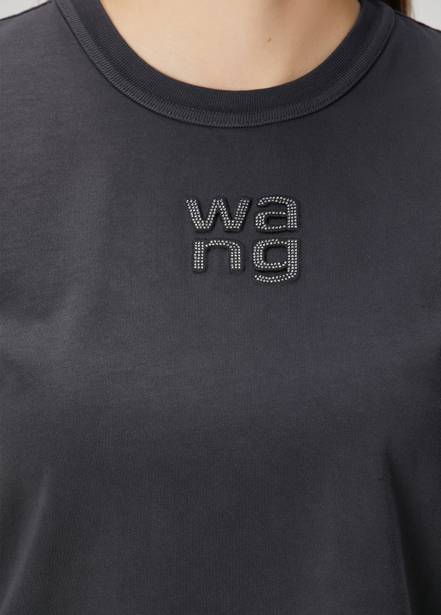 T by Alexander Wang Siyah Kadın Antrasit Hotfix Logolu T-shirt