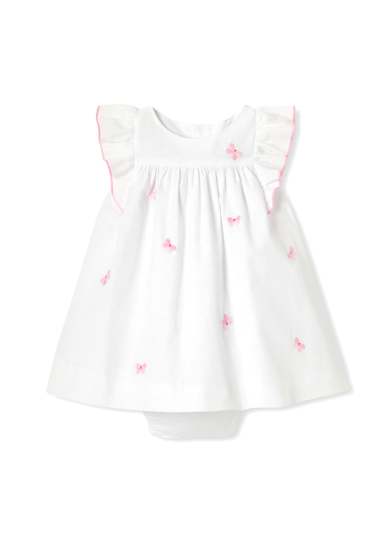 Beyaz Pamuklu Poplin Kız Bebek Elbise
