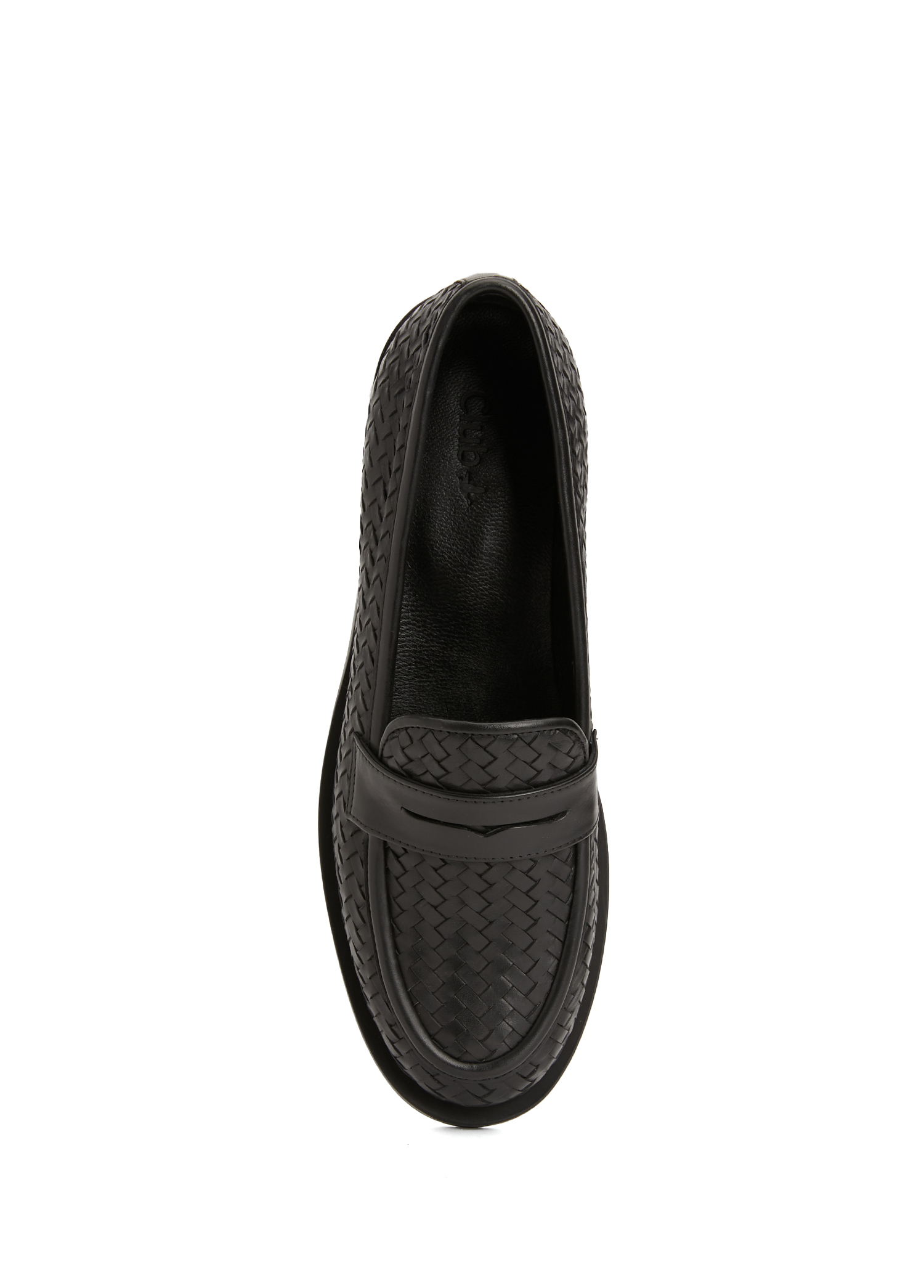 Siyah Örgü Dokulu Kadın Deri Loafer_8