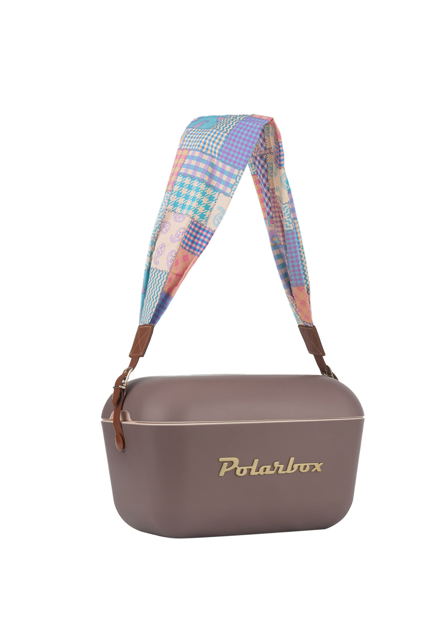 Prinkstyle Patchwork Classic Mauve Gold Kızıl Kahve Pamuk ve Deri Kayışlı Soğuk ve Sıcak Tutucu Thermo Box 20 lt
