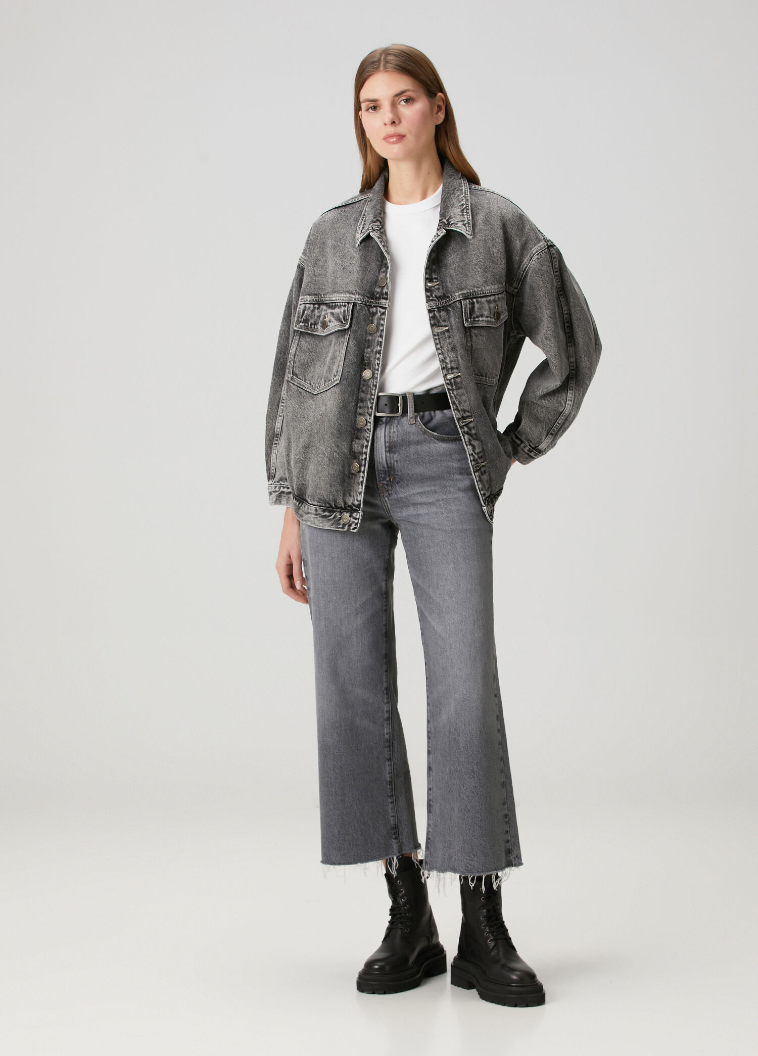 American Vintage - Yopday Gri Oversize Denim Ceket - Çok Renkli