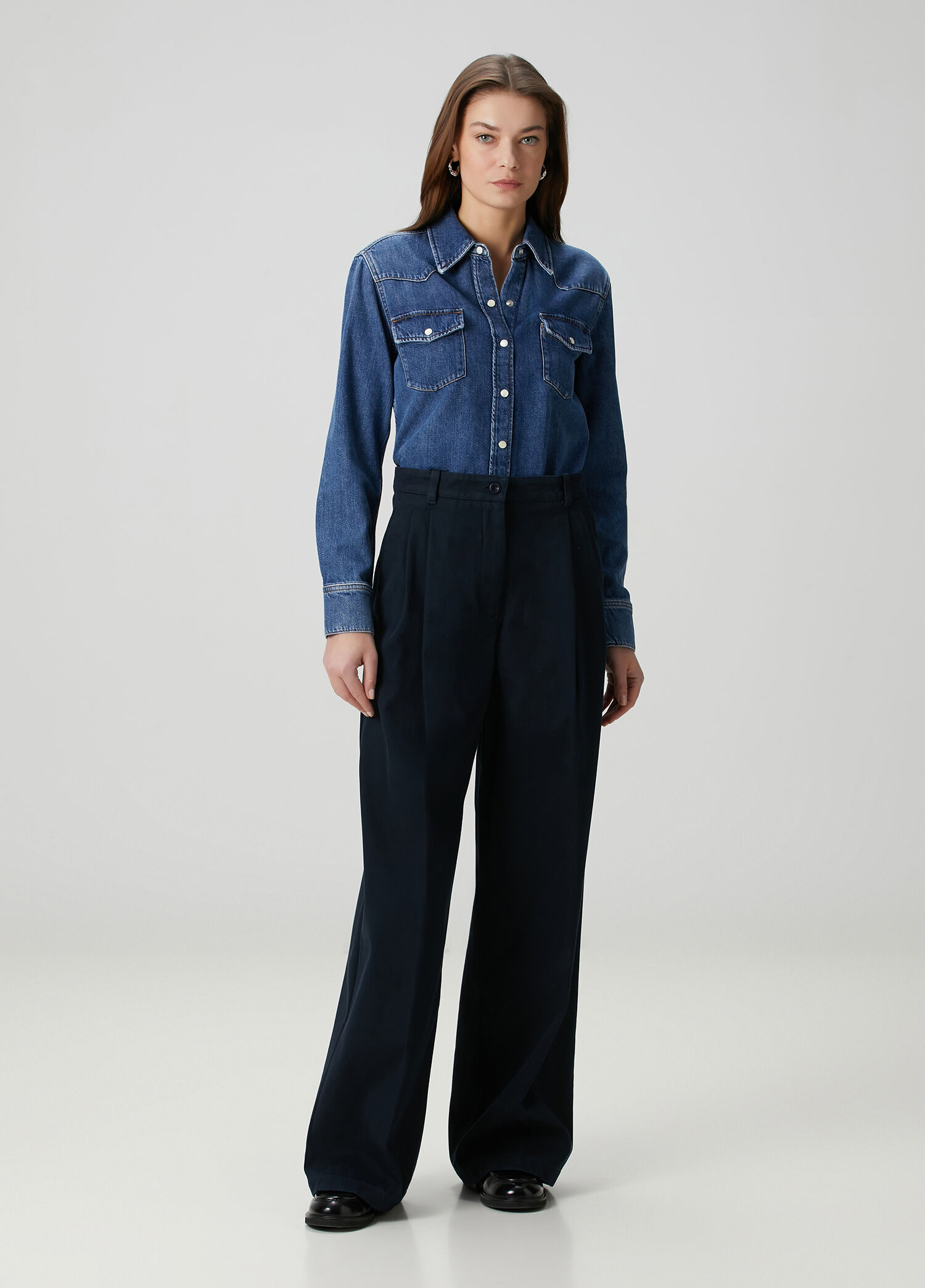 Lacivert Wide Leg Pantolon