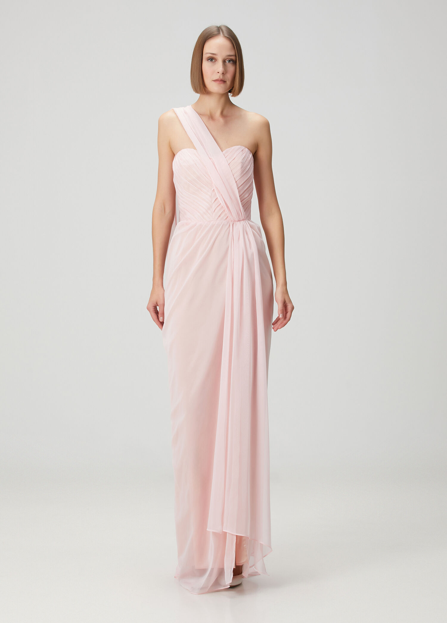 Alabaster Açık Pembe Maksi Abiye Elbise