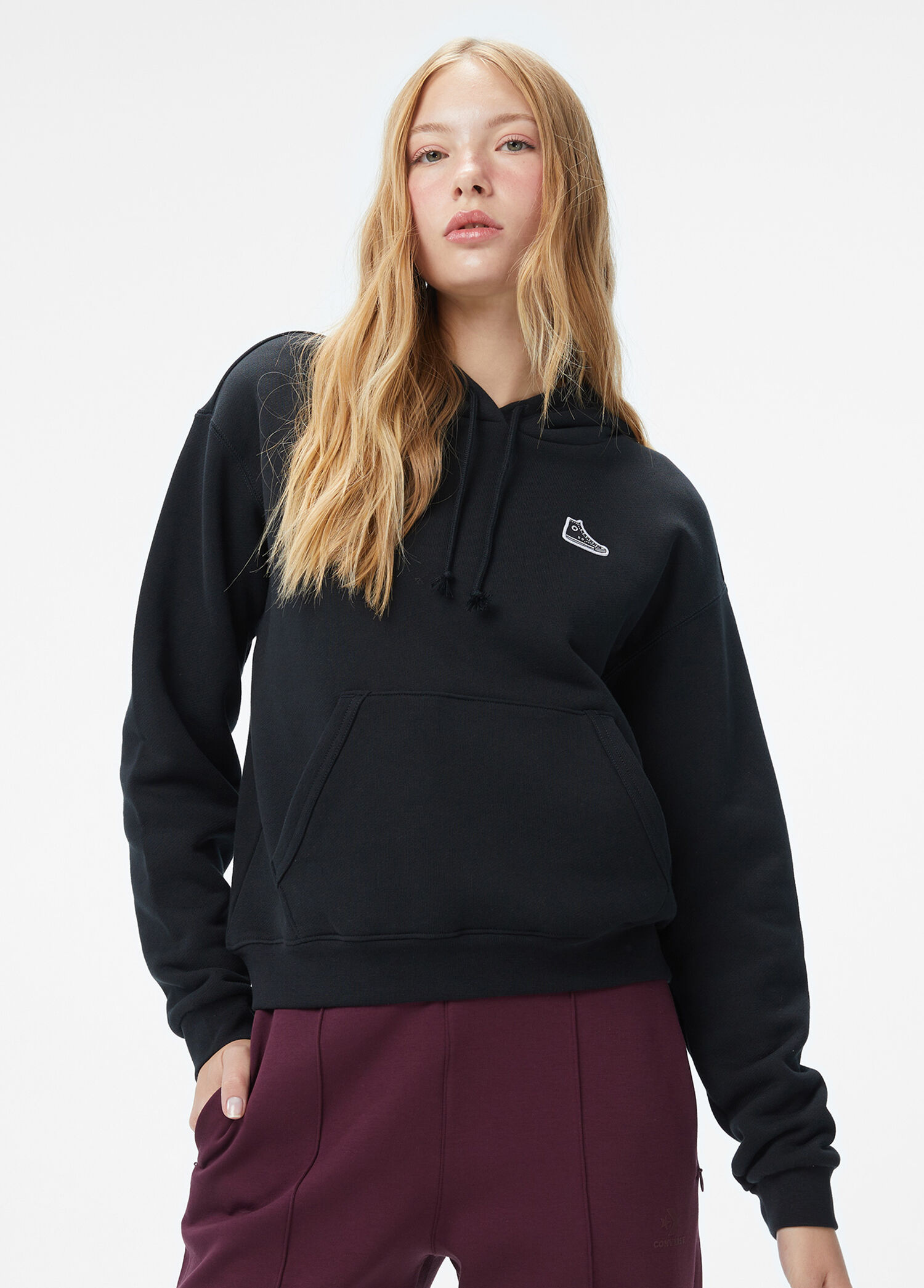 Siyah Kapüşonlu Kadın Sweatshirt