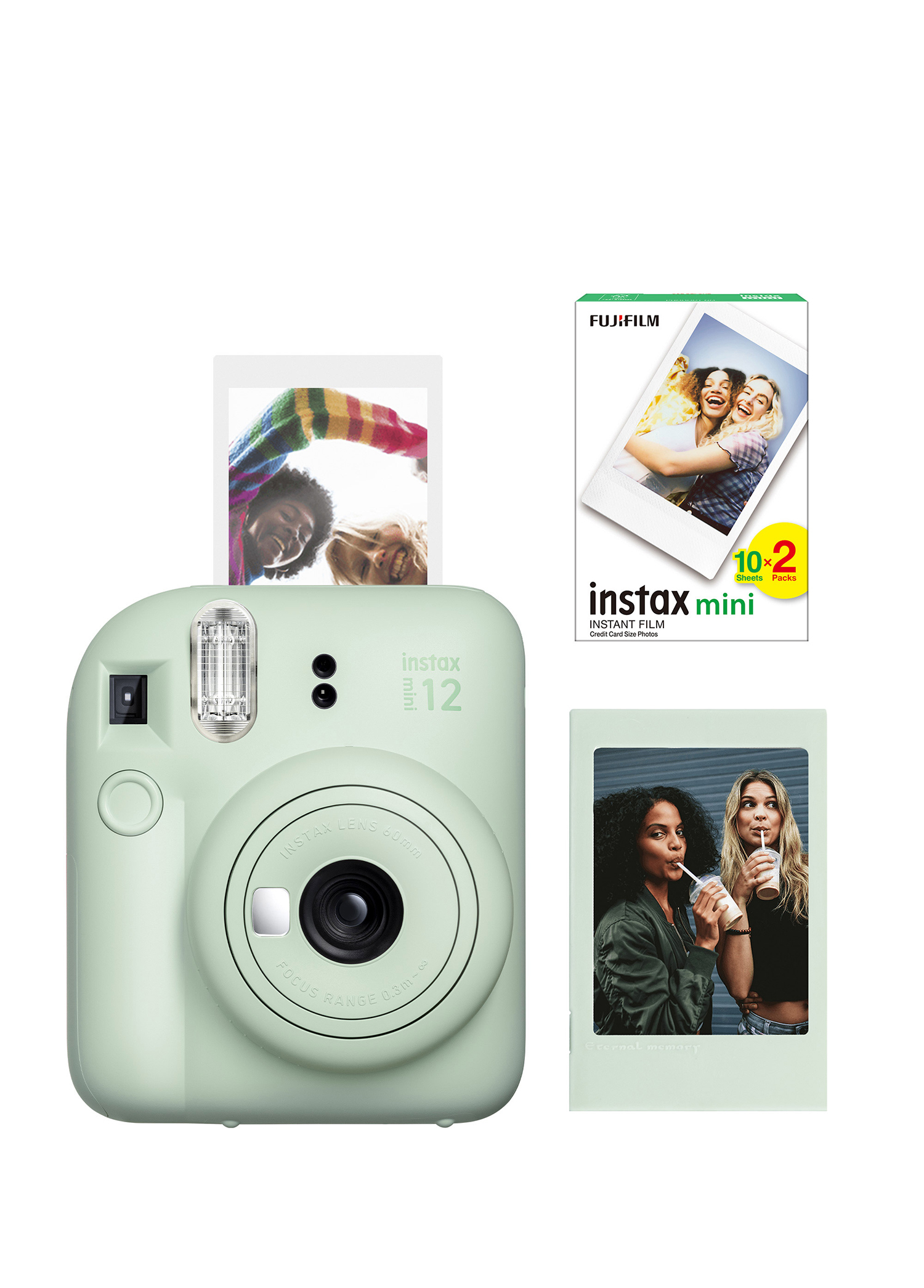 Instax Mini 12 Yeşil Fotoğraf Makinesi + 20'li Mini Film ve Çerçeve Seti