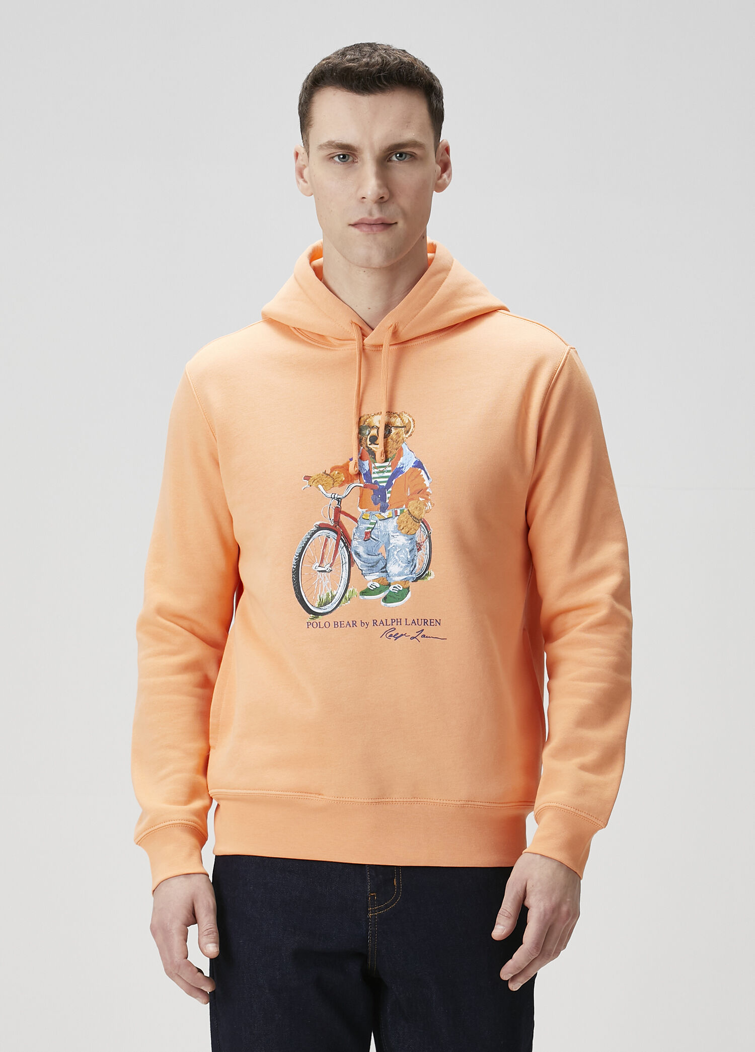 Turuncu Kapüşonlu Logo Baskılı Sweatshirt