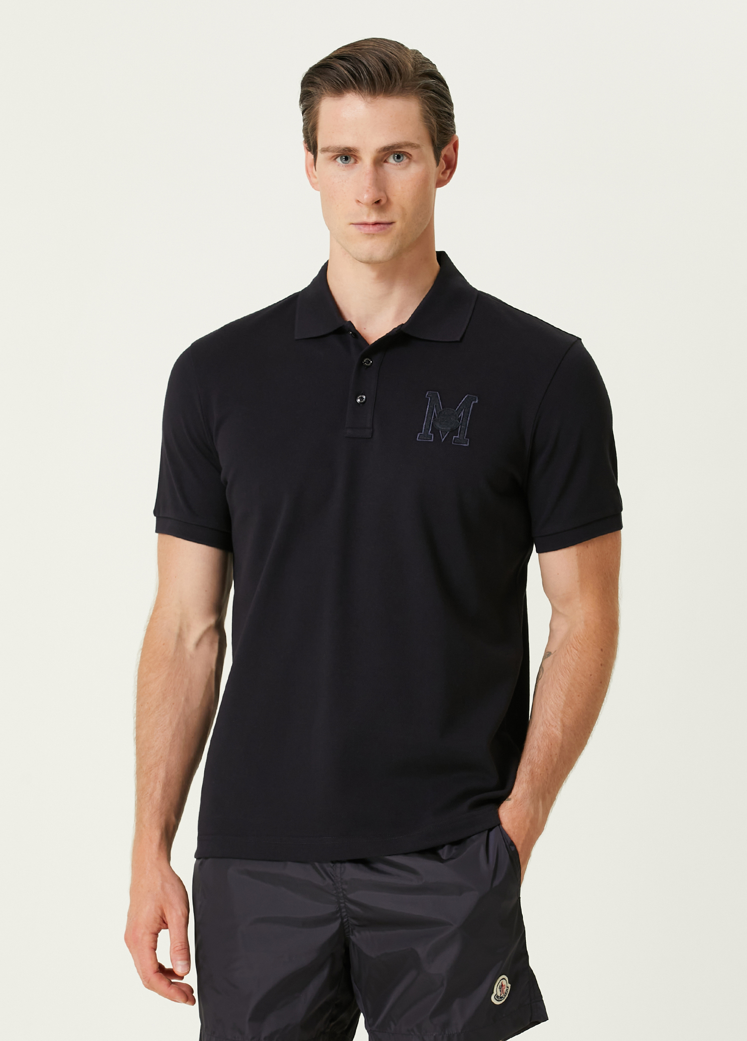 Lacivert Polo Yaka Logo Detaylı T-shirt