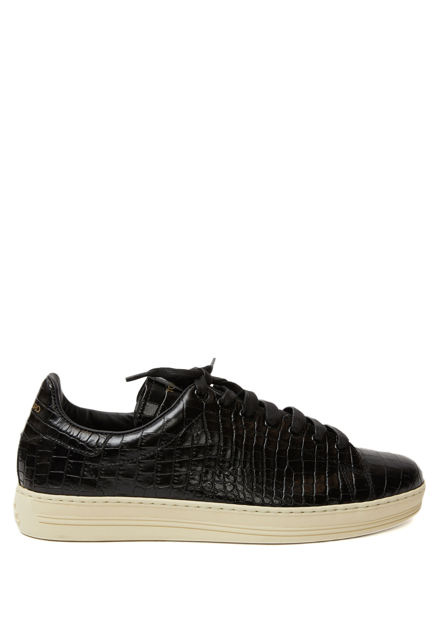 Siyah Krokodil Dokulu Erkek Deri Sneaker