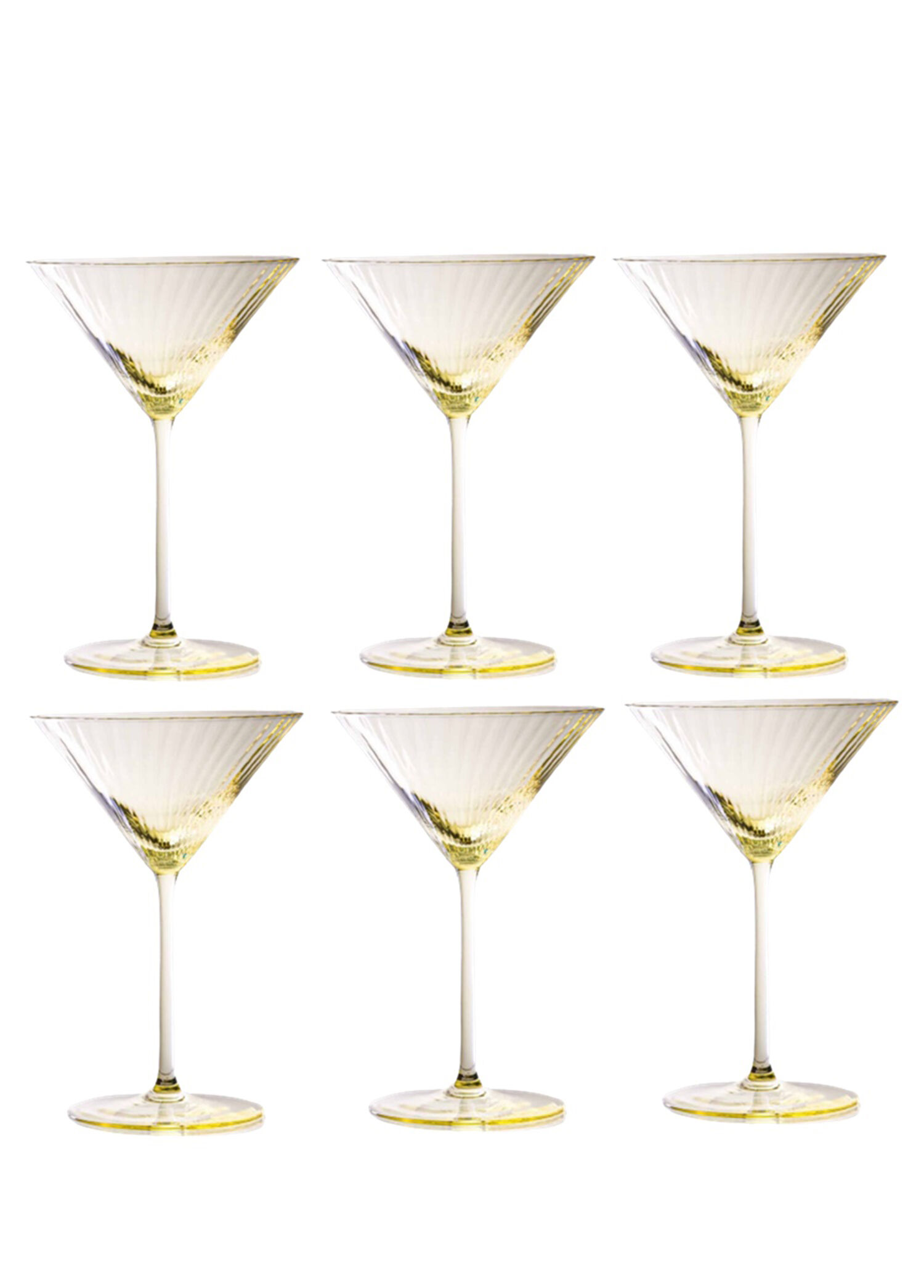 Limon Sarısı 6'lı Kristal Martini Bardağı