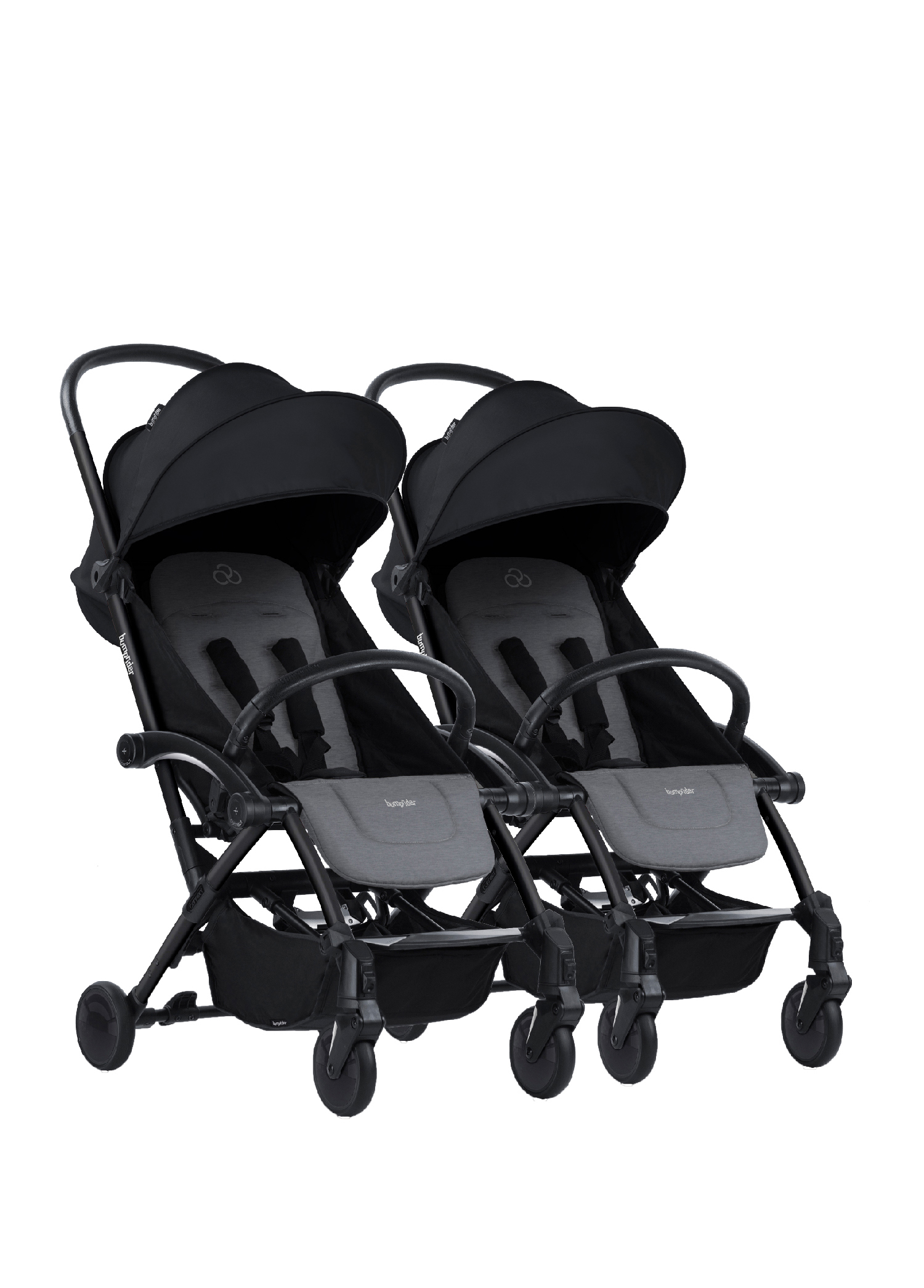 Connect Black Grey Melange İkiz Bebek Arabası