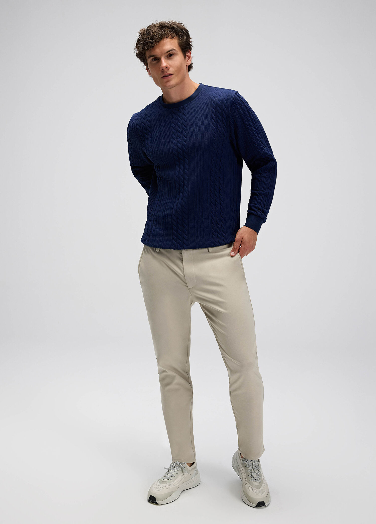 Lacivert Uzun Kollu Erkek Sweatshirt EM623-NV