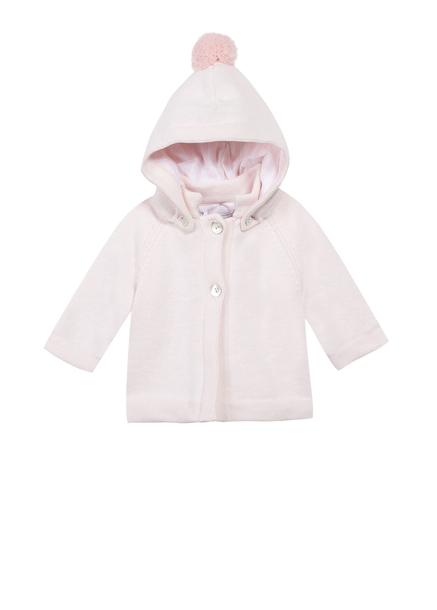 Pembe Triko Kapüşonlu Kız Bebek Mont