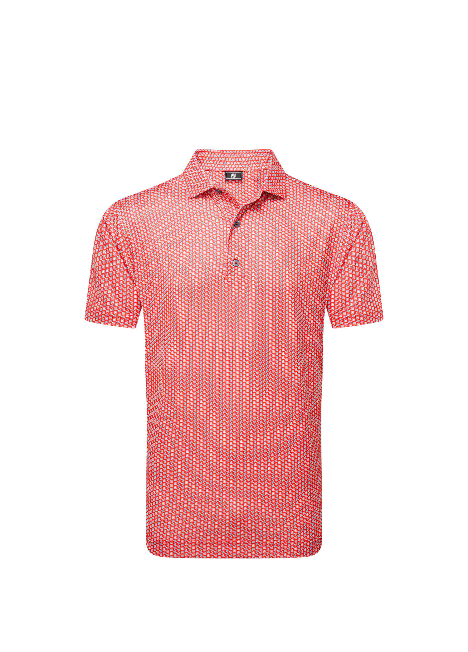 Houndstooth Geo Lisle Hibiscus Kırmızı Kısa Kollu Erkek Golf T-Shirt