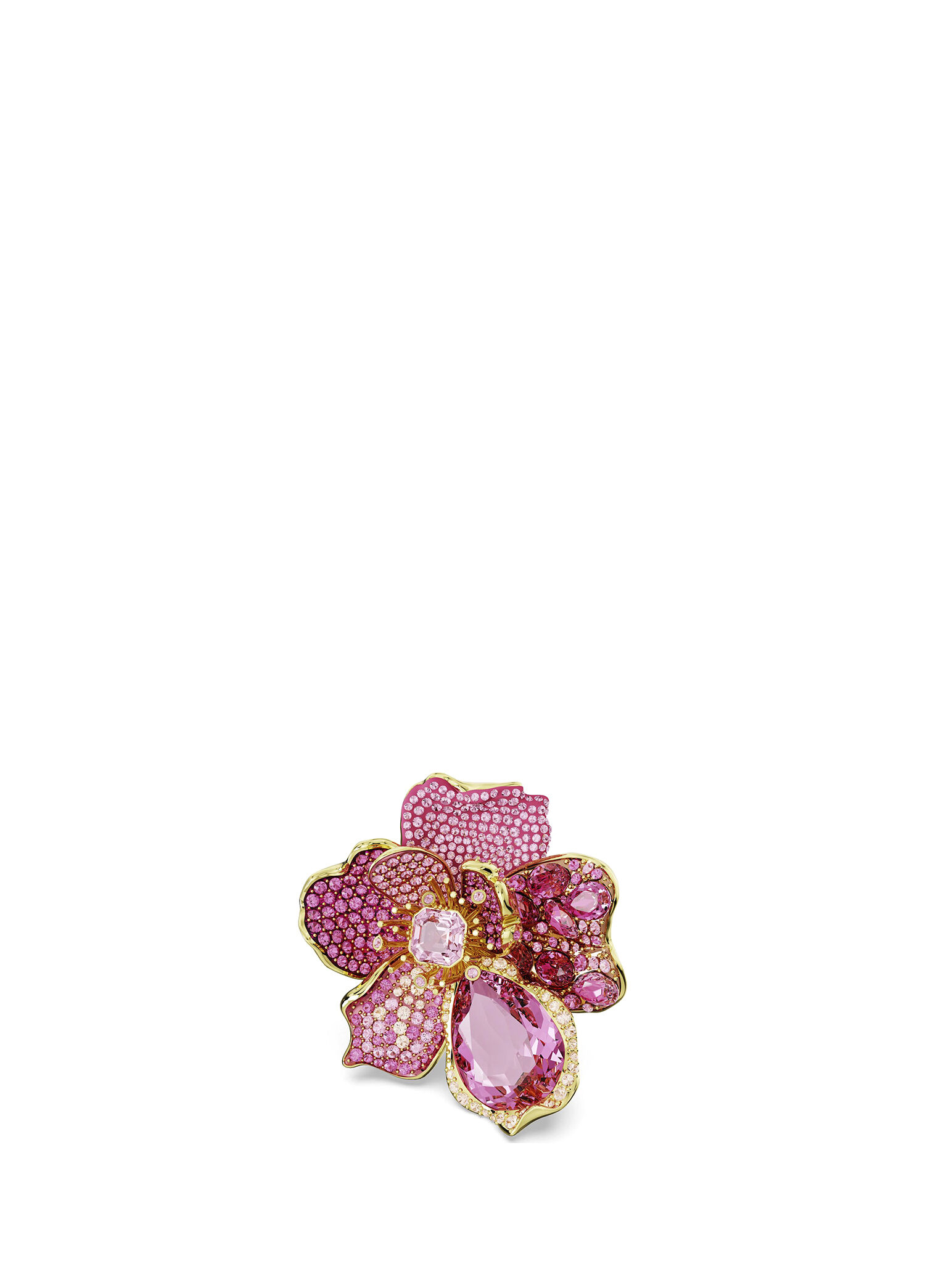Florere Coctail Ring Flower Pink Gold Tone Plated Kadın Yüzük