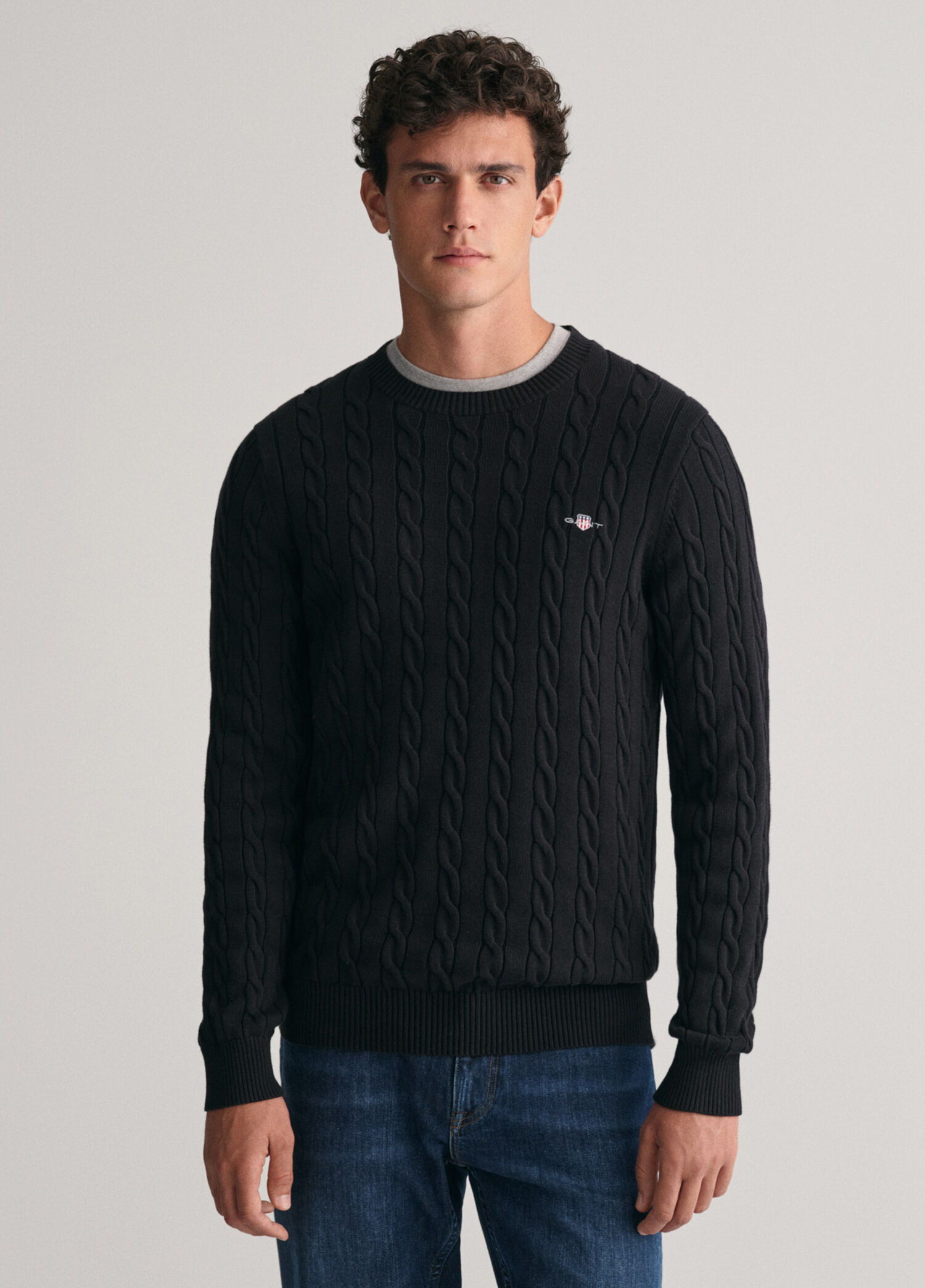 Siyah Bisiklet Yaka Regular Fit Erkek Kazak