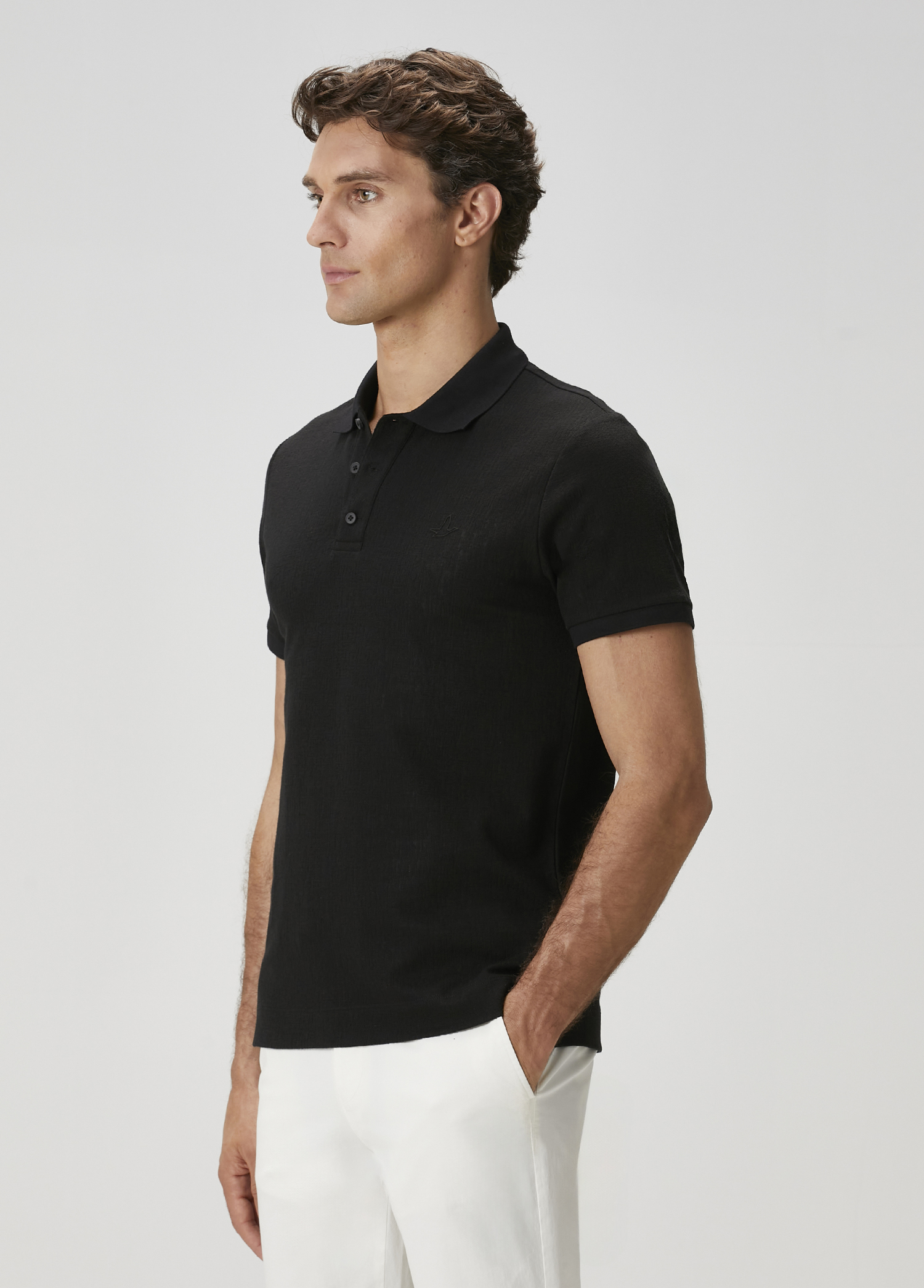 Comfort Fit Siyah Polo Yaka T-shirt_4