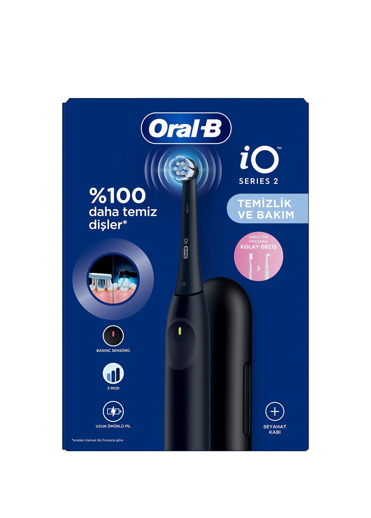 iO2 Siyah Şarjlı/Elektrikli Diş Fırçası