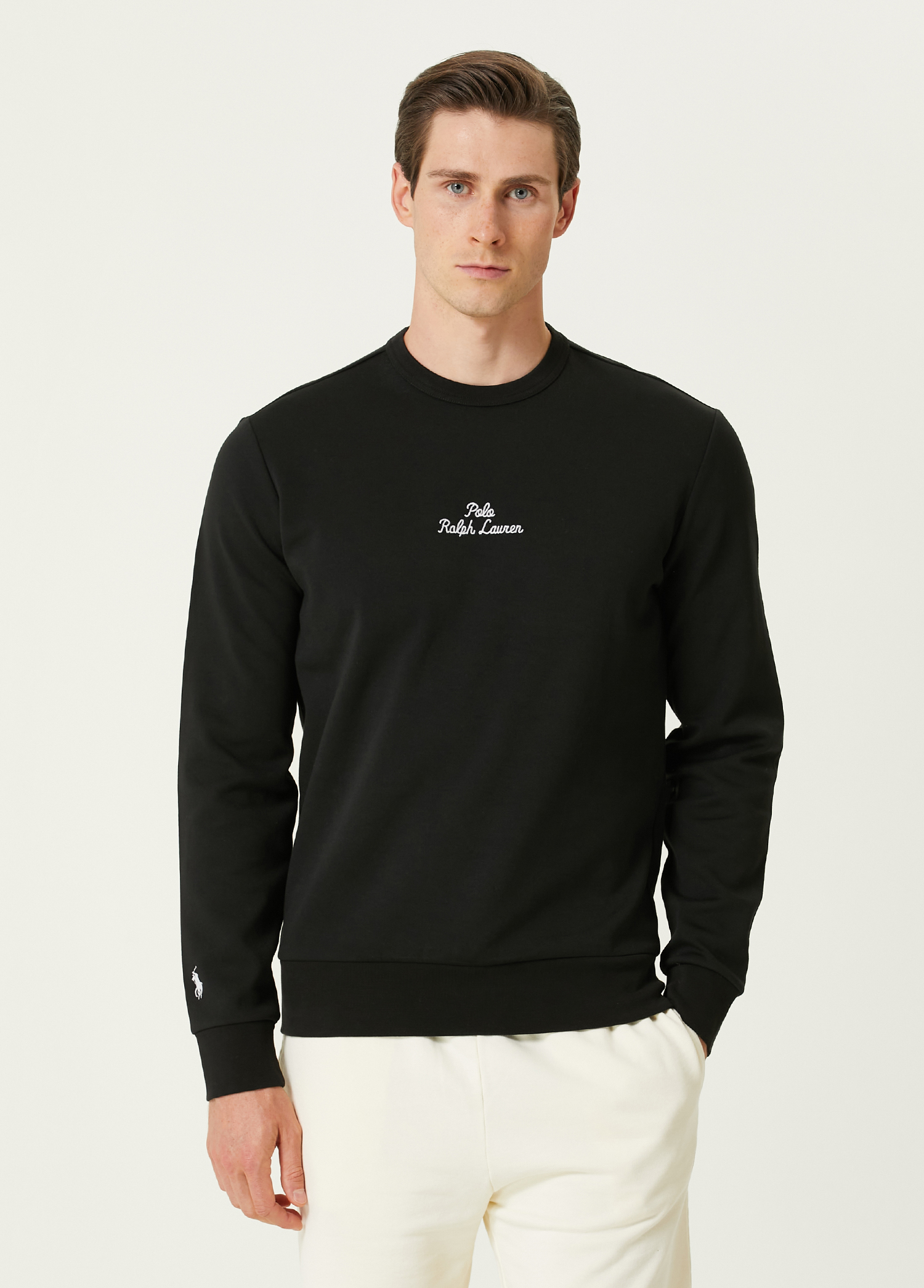 Siyah Logo Nakışlı Sweatshirt