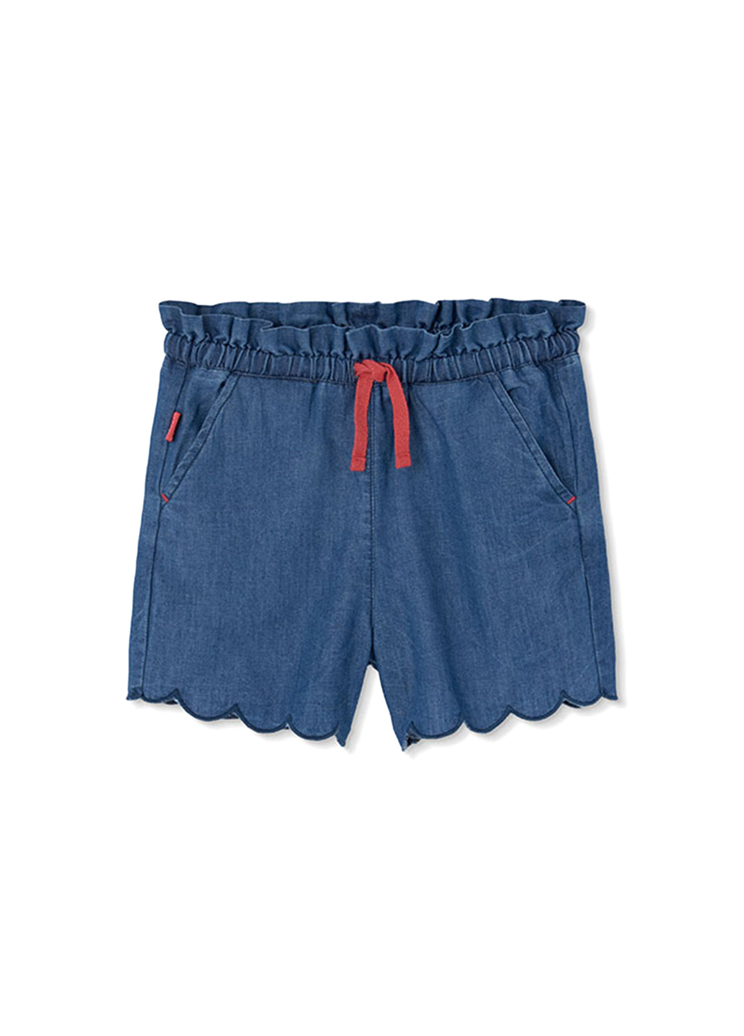 Mavi Denim Beli Lastikli Kız Çocuk Şort