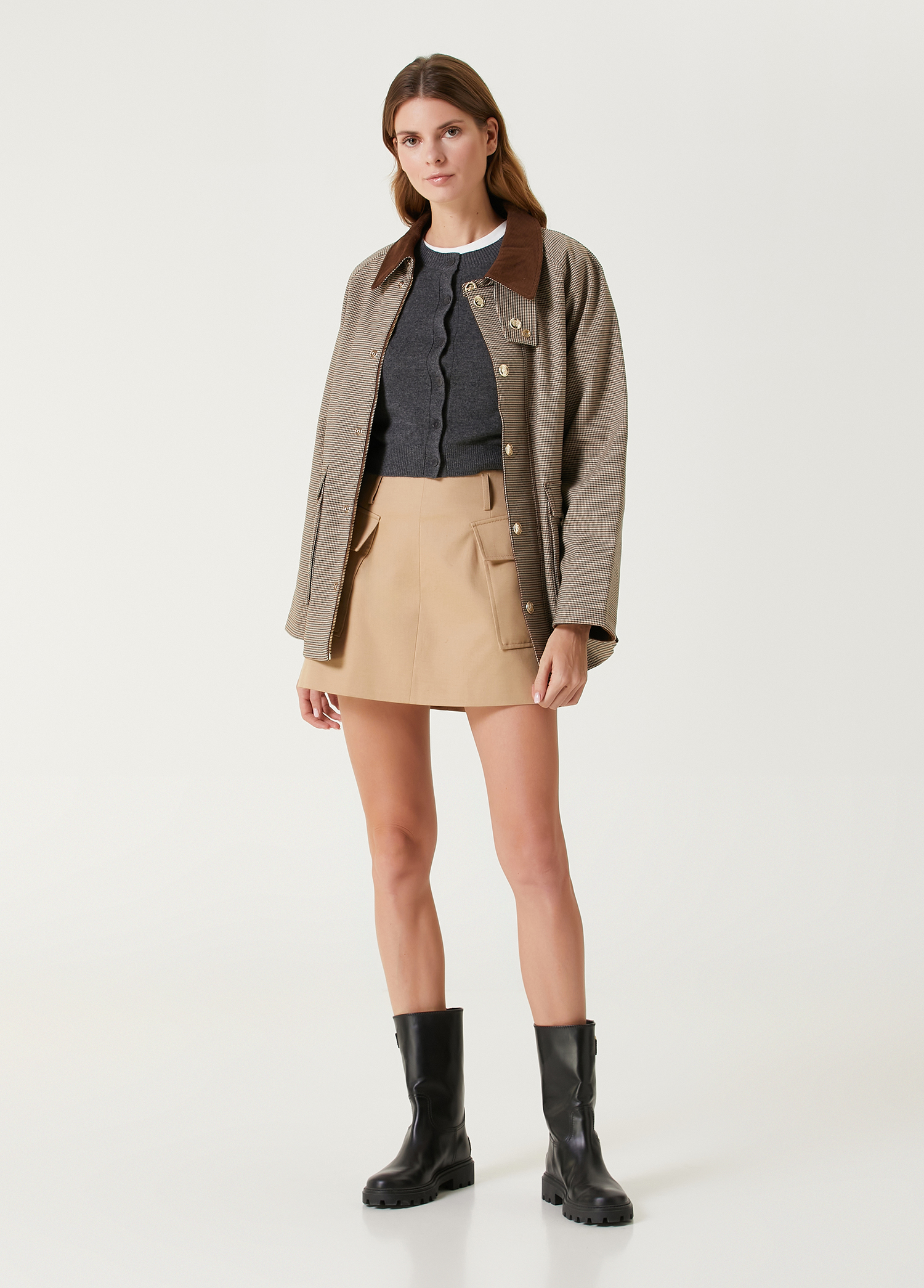 Sandro - Bastille Brown Patterned Coat