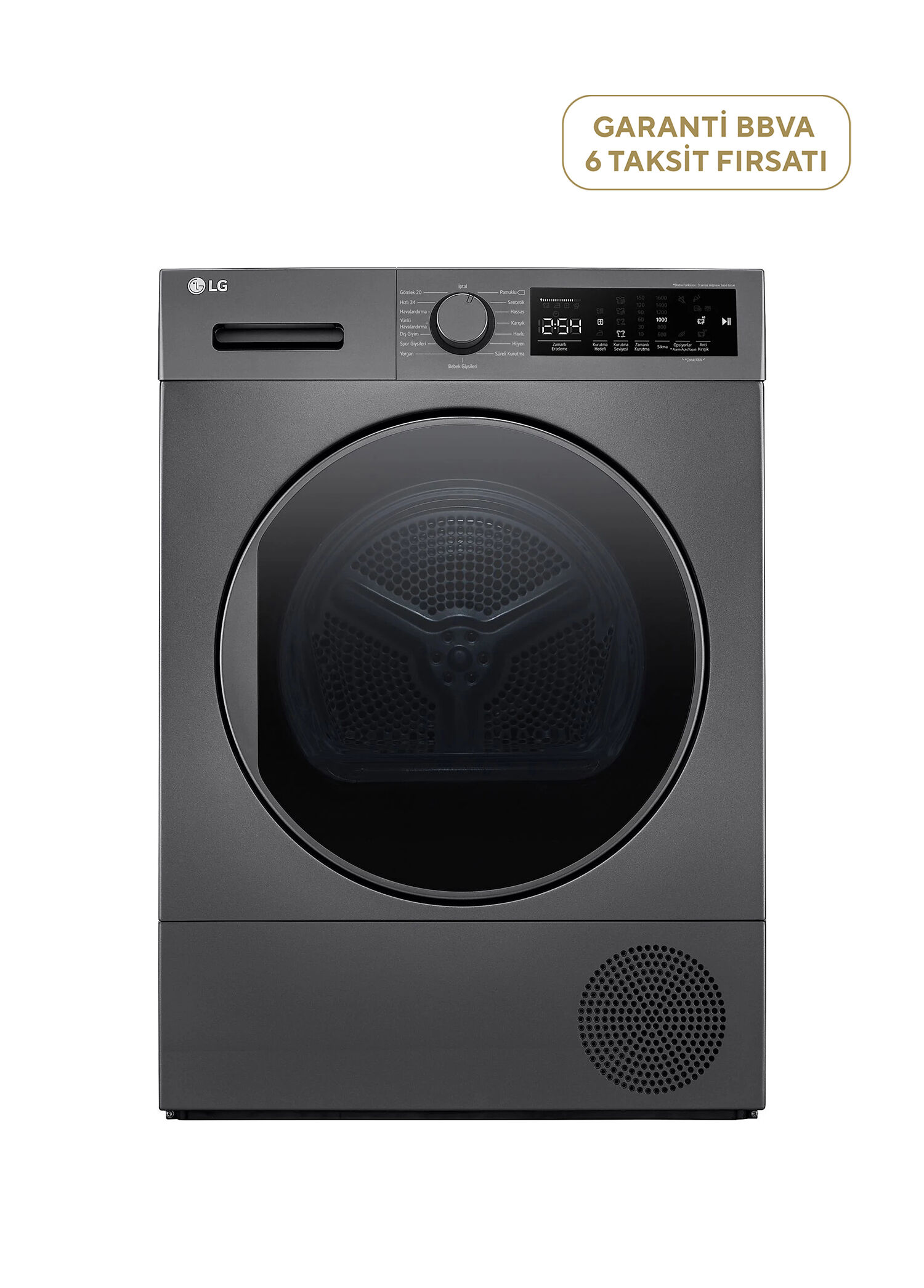 RH80T2SP7RM.ADSPLTK Koyu Gümüş Isı Pompalı Kurutma Makinesi 8 kg