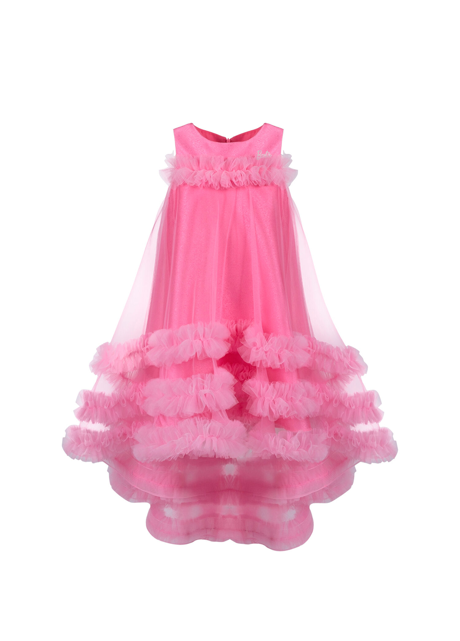Barbie 10 Pembe Tüllü Sıfır Kol Kız Çocuk Elbise