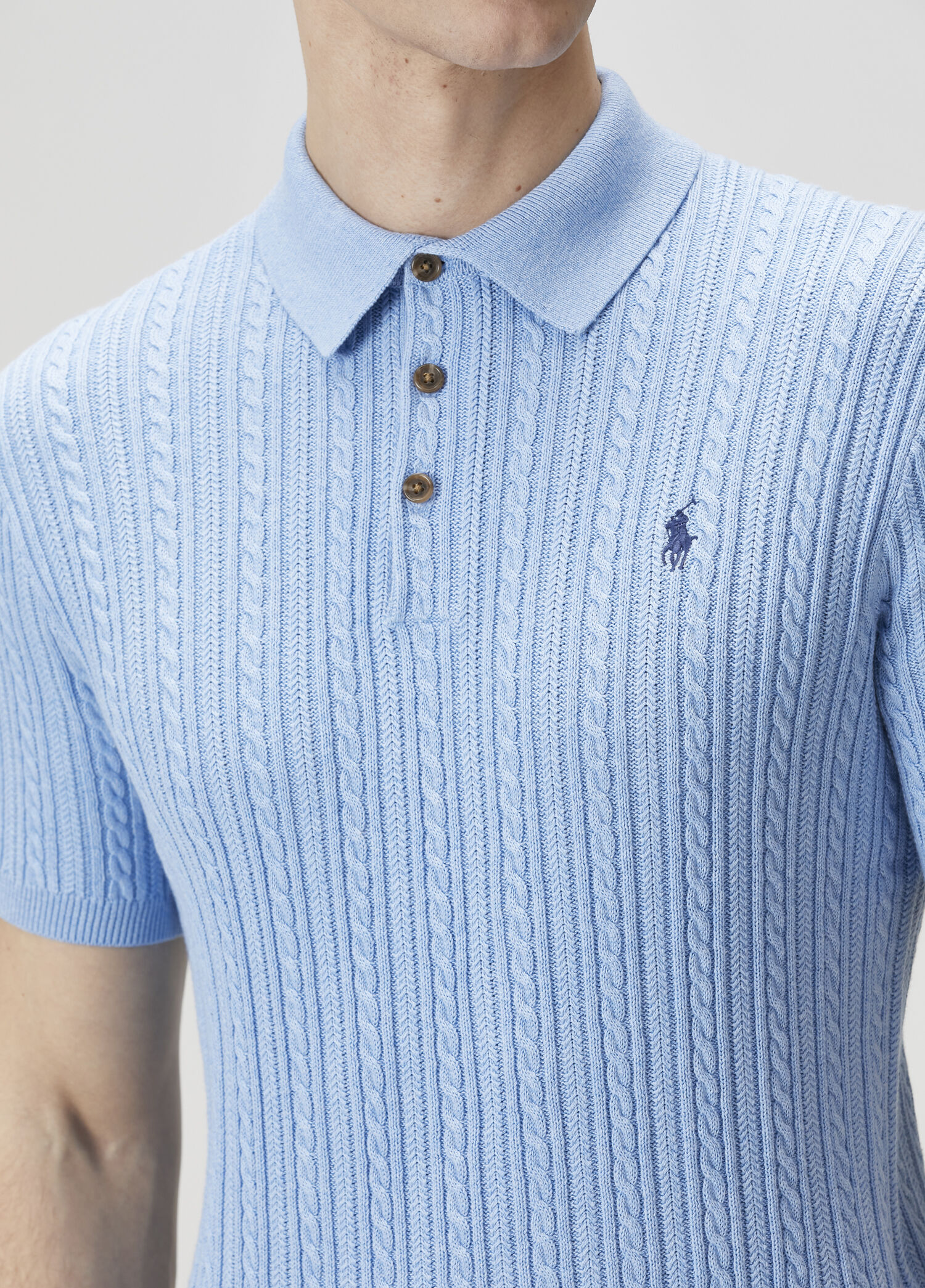 Polo Ralph Lauren Mavi Erkek Mavi Polo Yaka Örgü Dokulu T-shirt