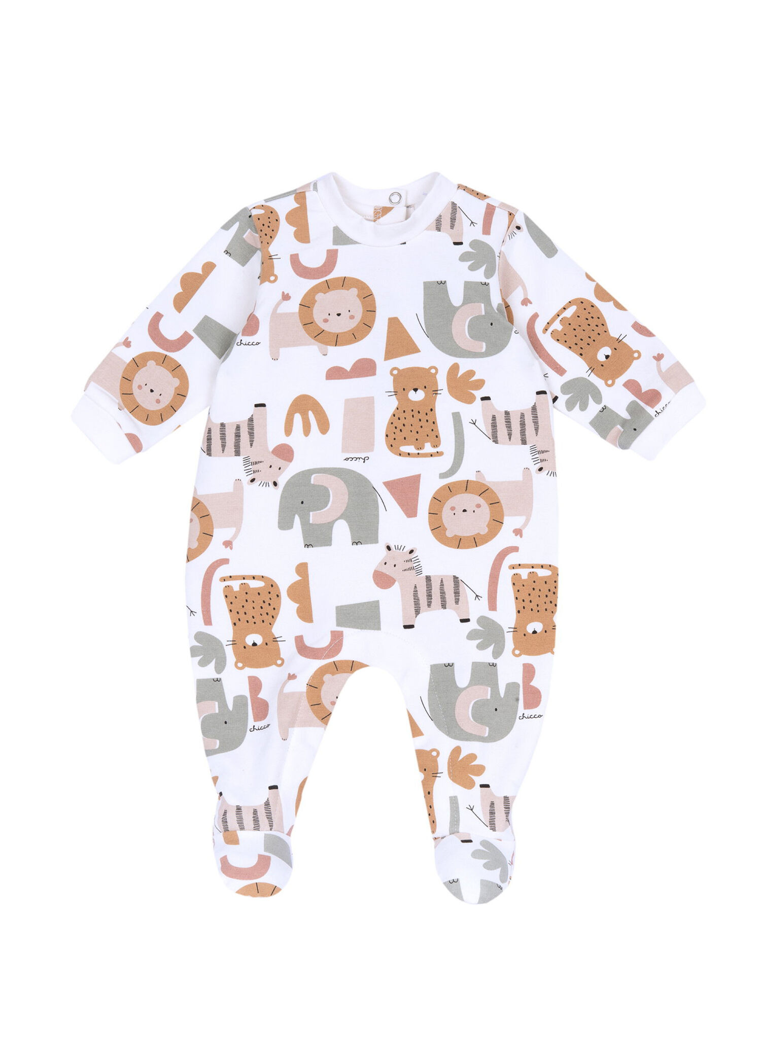 Renkli Baskılı Uzun Kollu Unisex Bebek Patikli Tulum