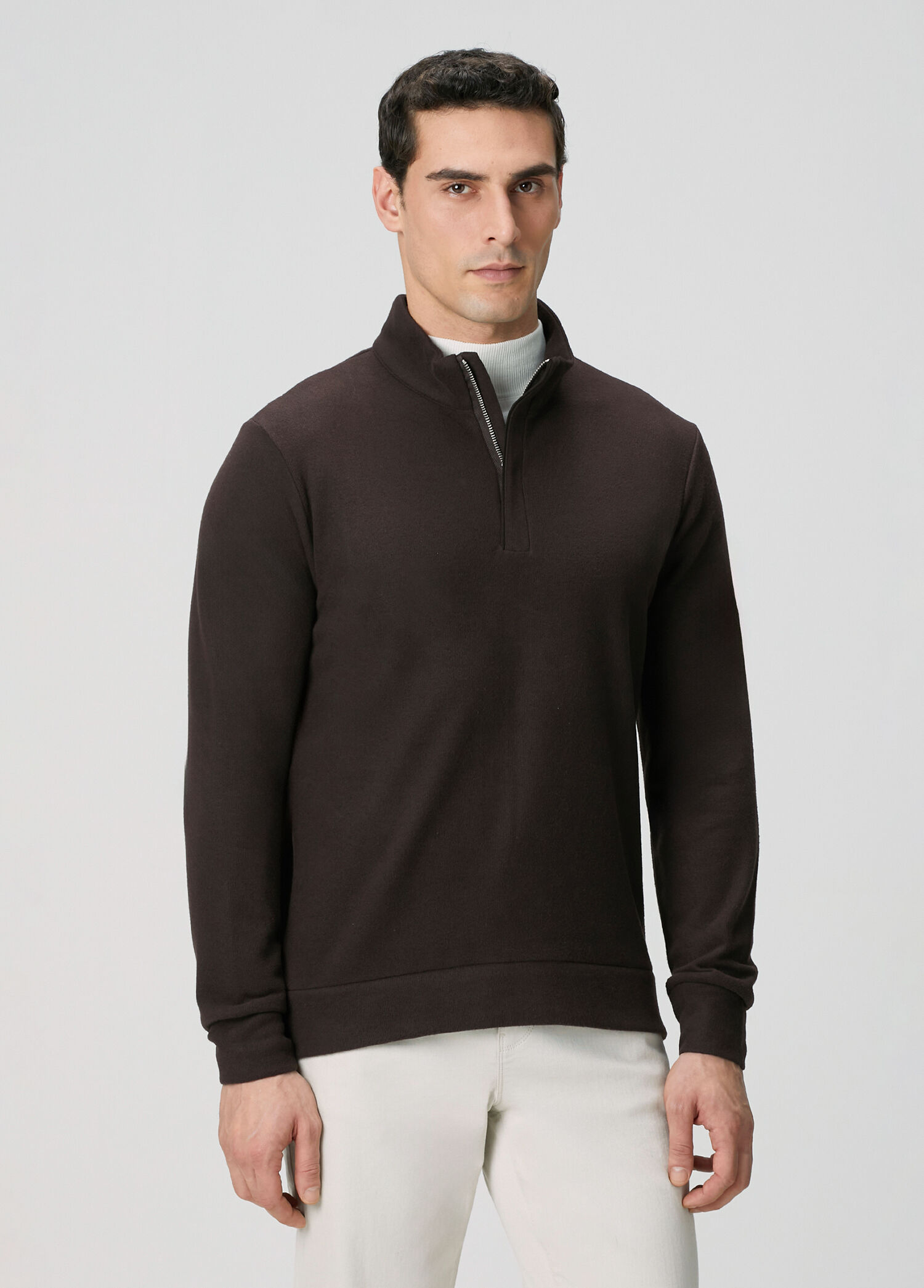 Acı Kahve Süet Garni Detaylı Sweatshirt