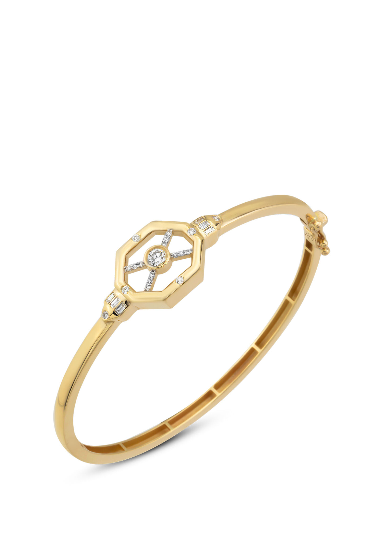 Octagon Bangle Pırlantalı Kadın Altın Bilezik