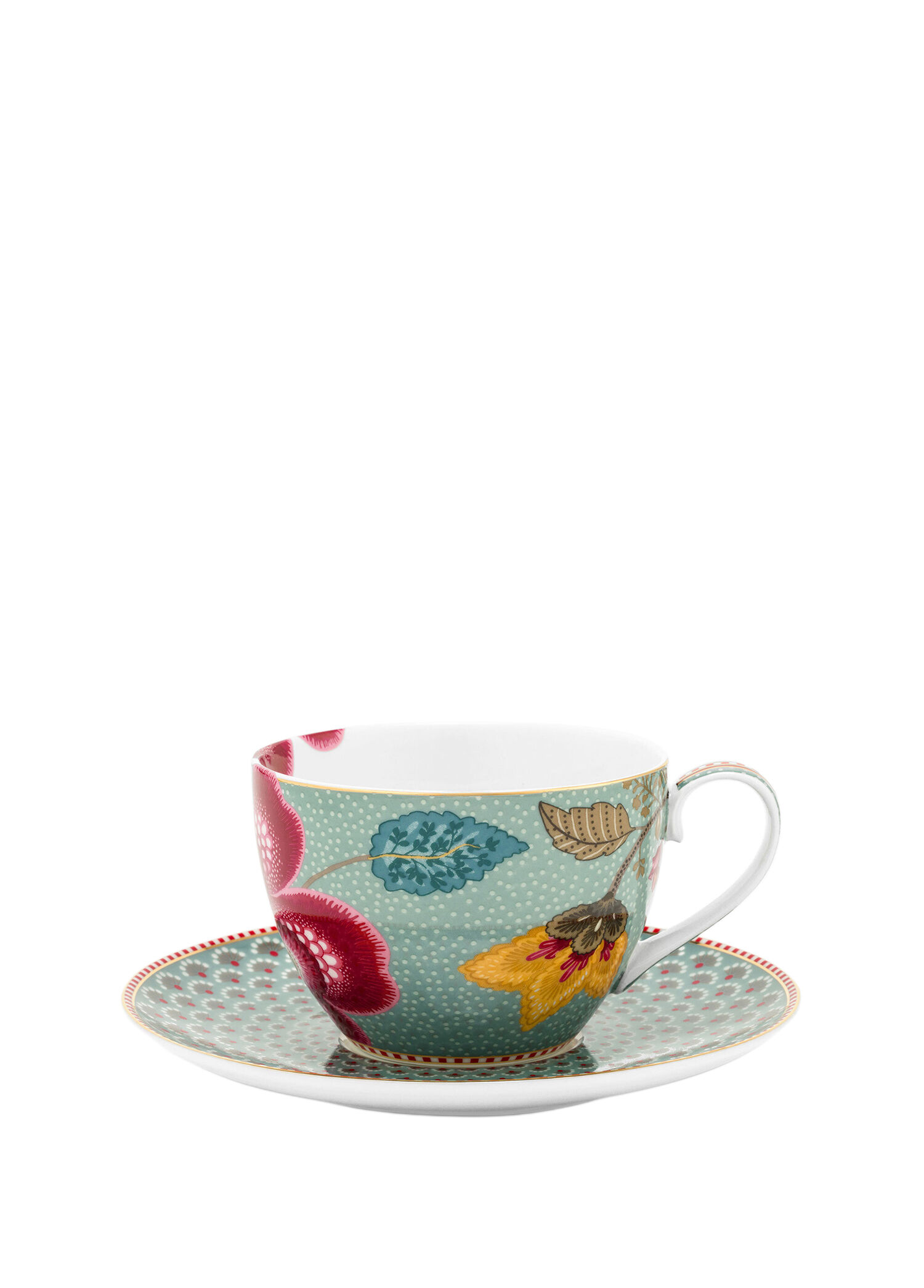 Fantasy Blooming Tales Mavi Porselen Çay Fincanı ve Tabağı