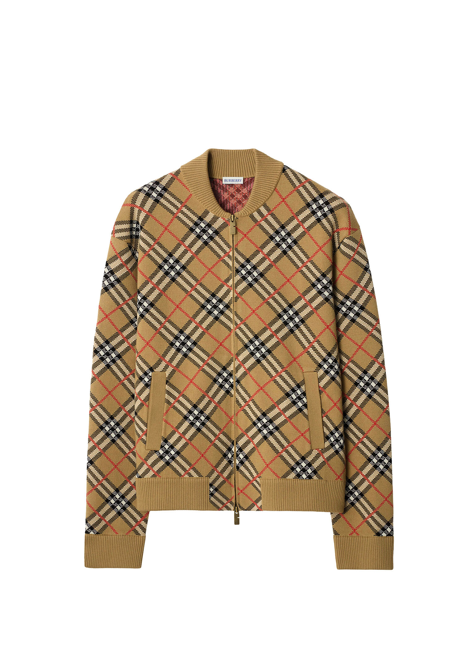 Burberry Check Cotton Wool Bej Erkek Bomber Hırka