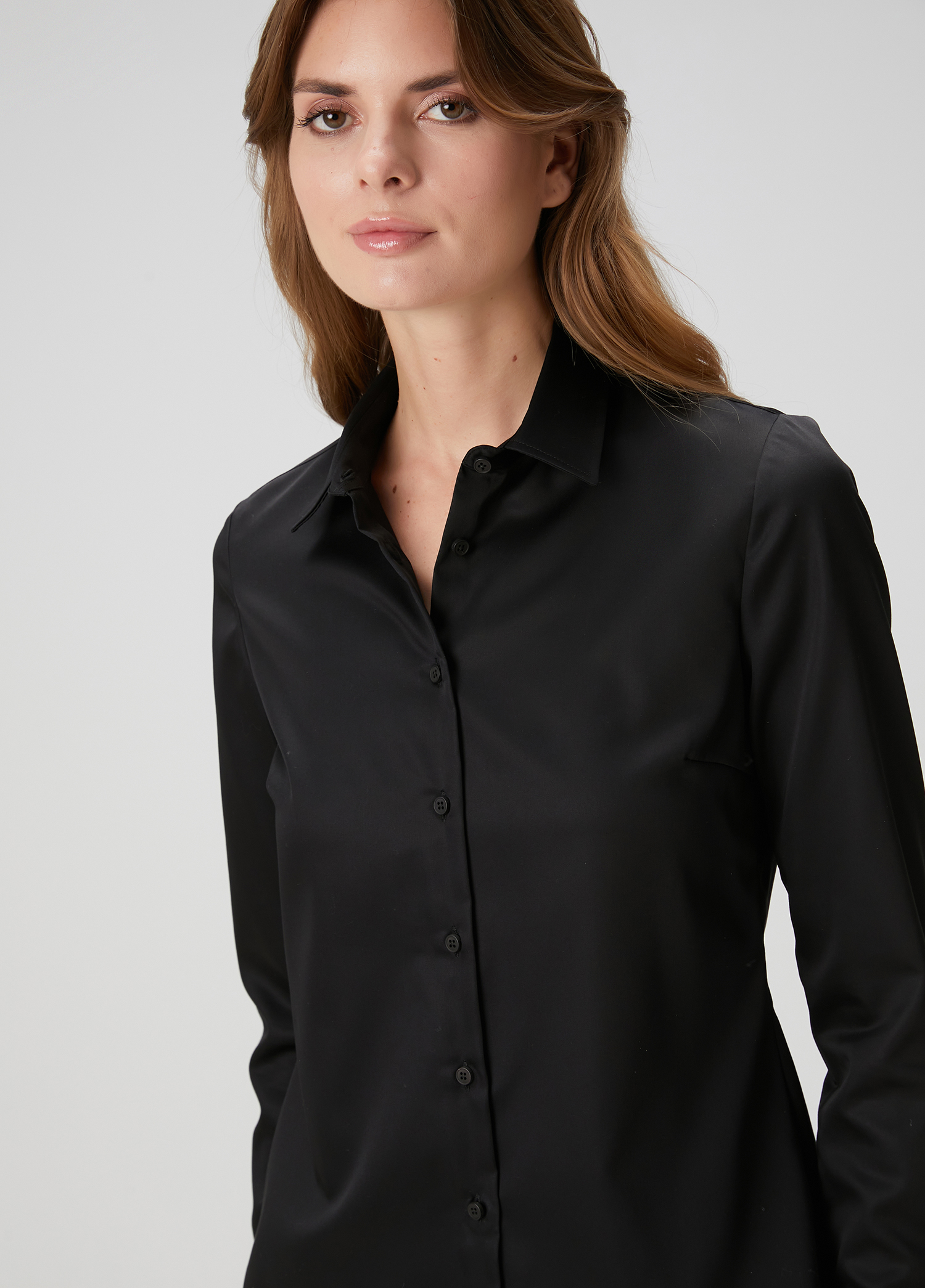 Slim Fit Non Iron Klasik Siyah Gömlek_1