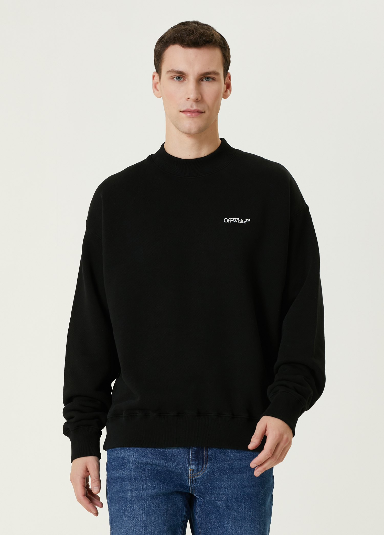 Siyah Logo Nakışlı Sweatshirt