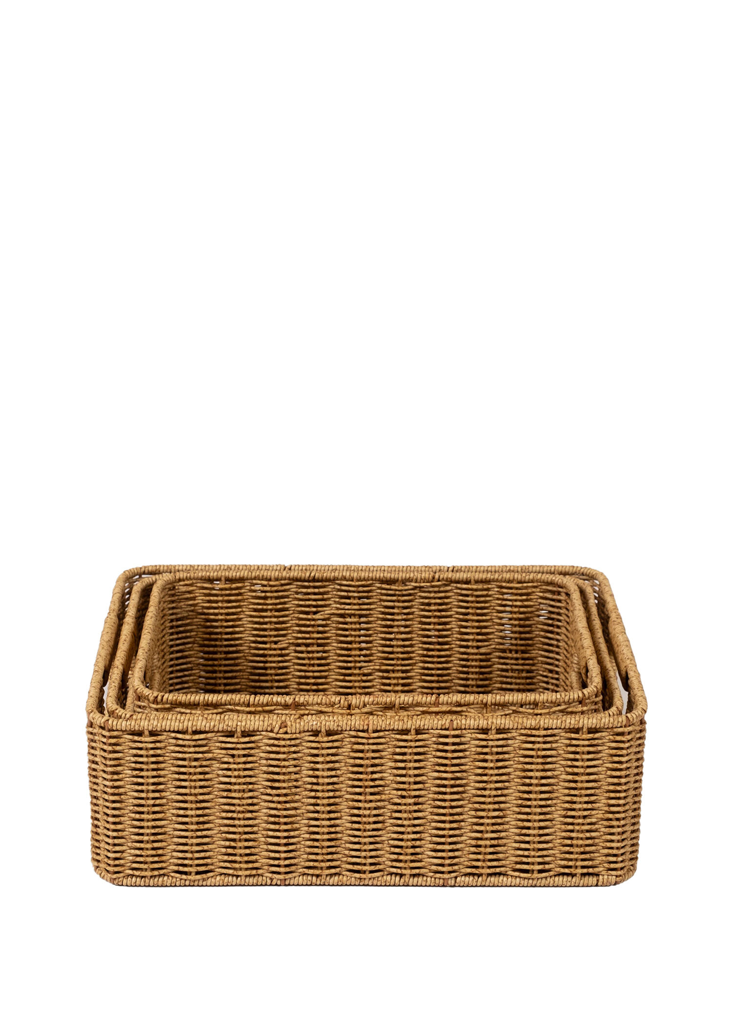 Coffret Kahverengi Rattan 3'lü Dekoratif Sepet Seti