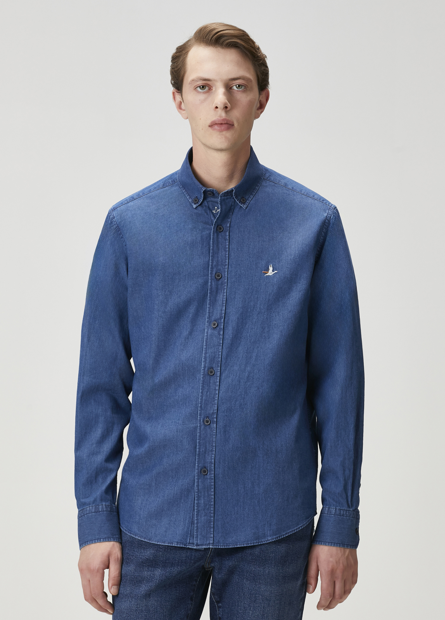 Comfort Fit Lacivert Denim Gömlek_2