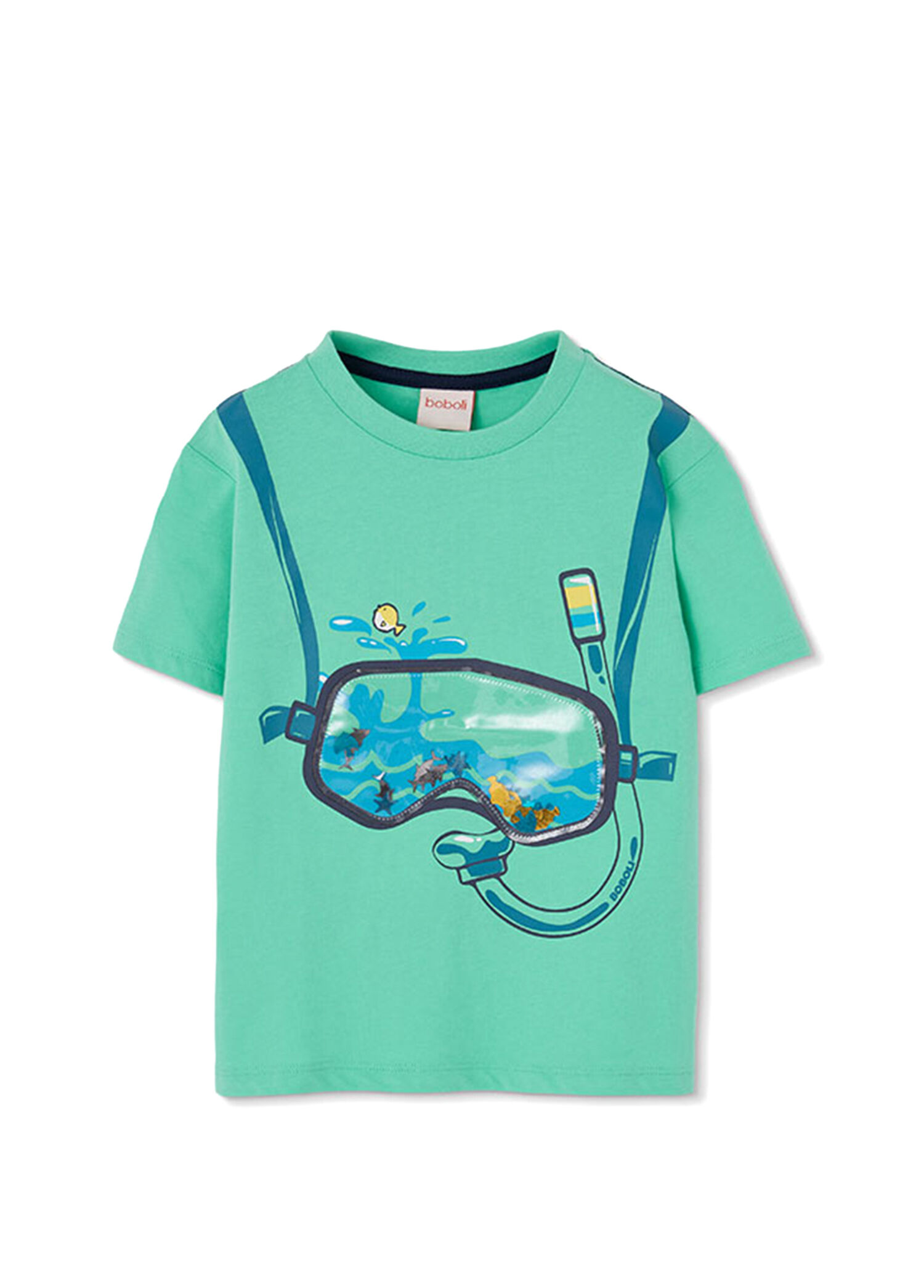 Yeşil Gözlük Desenli Kısa Kollu Erkek Çocuk T-Shirt
