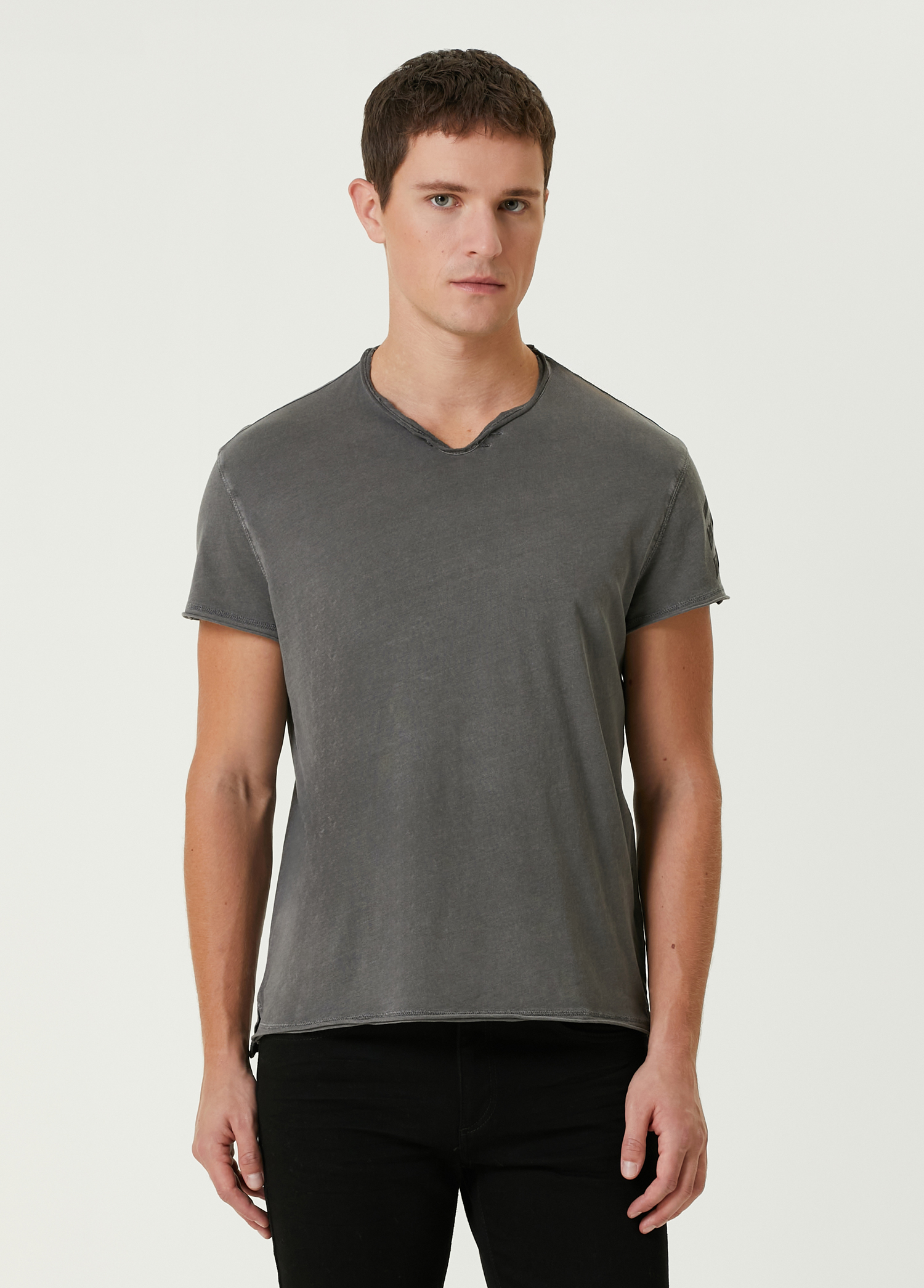 Monastir Arrow Henley Gri T-shirt