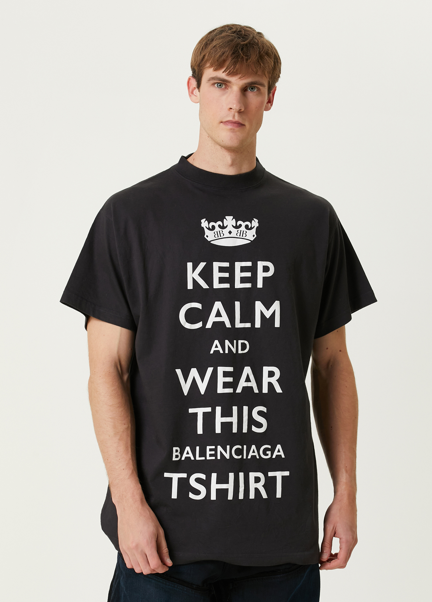 Keep Calm Siyah Oversized T-shirt