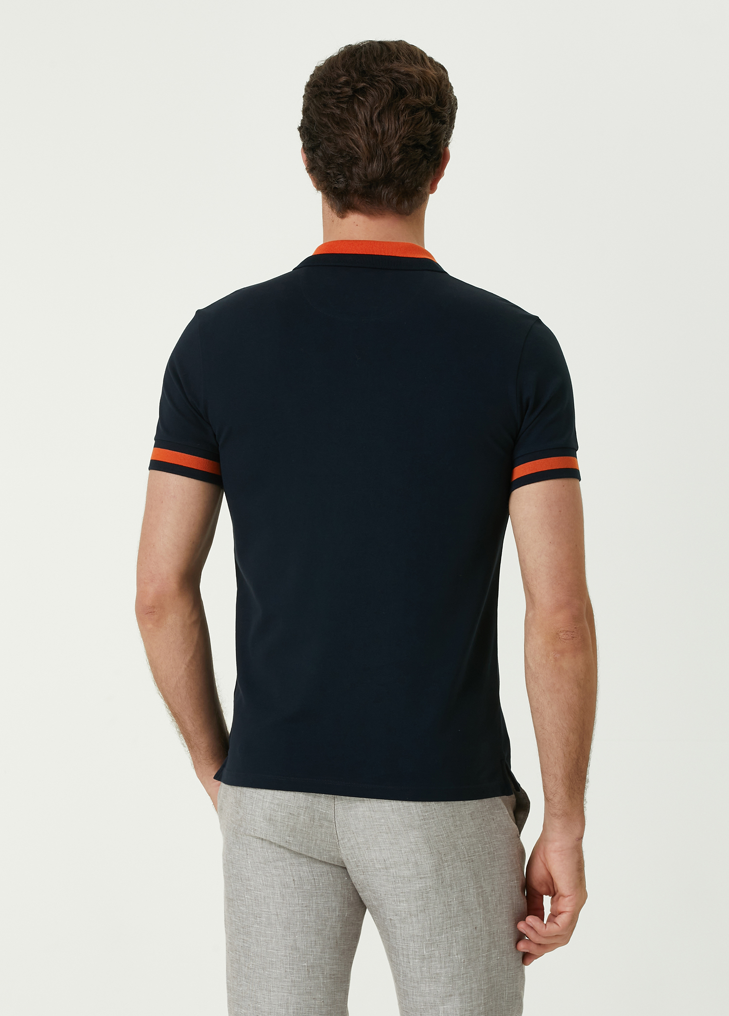 Slim Fit Lacivert Block Renkli T-shirt_3