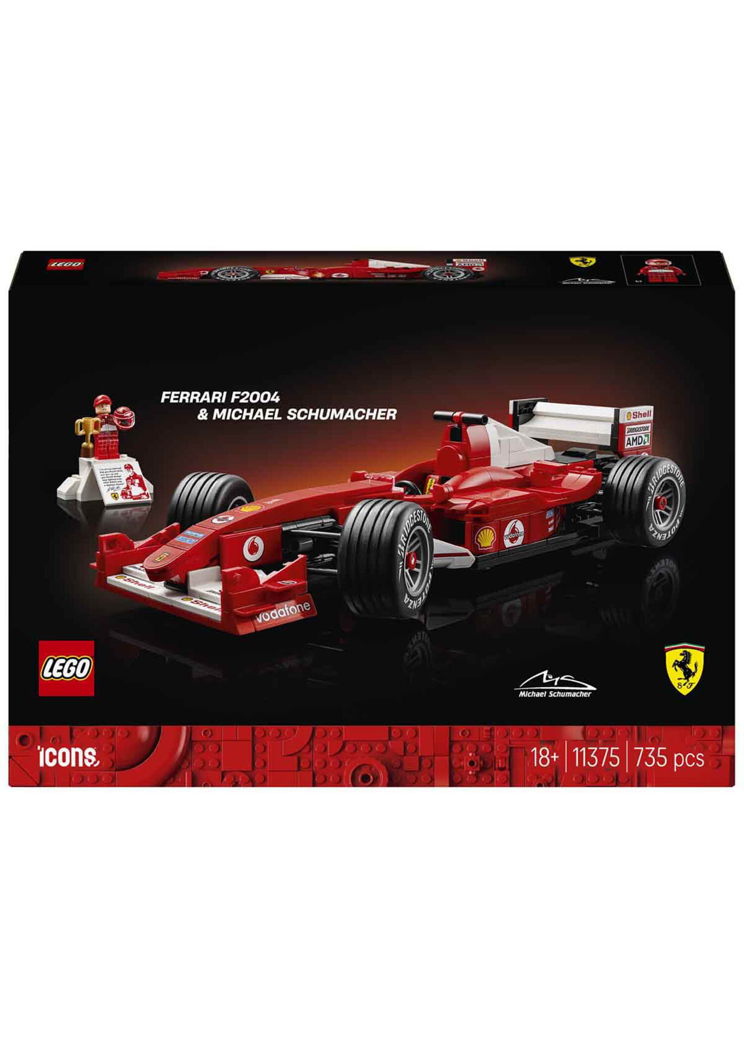 未開封 ２種セットFERRARI F2004、F2005 LEGO - Icons Ferrari F2004 ve Michael Schumacher 735 Parça 18+ Yaş