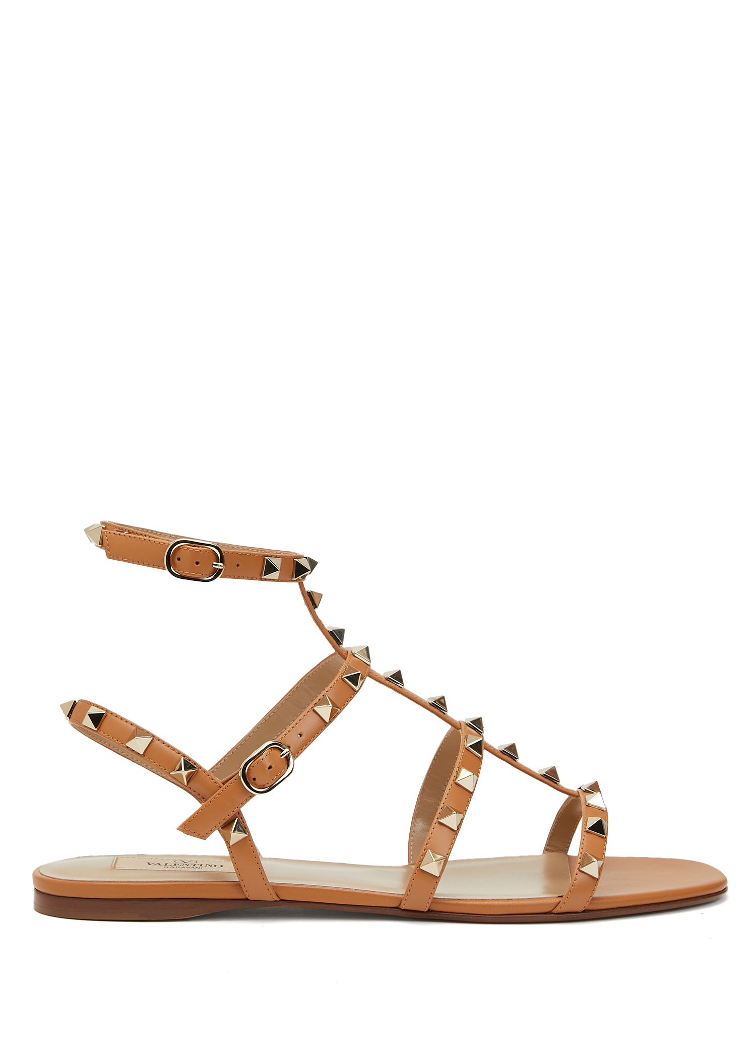 Rockstud Bej Kadın Deri Sandalet