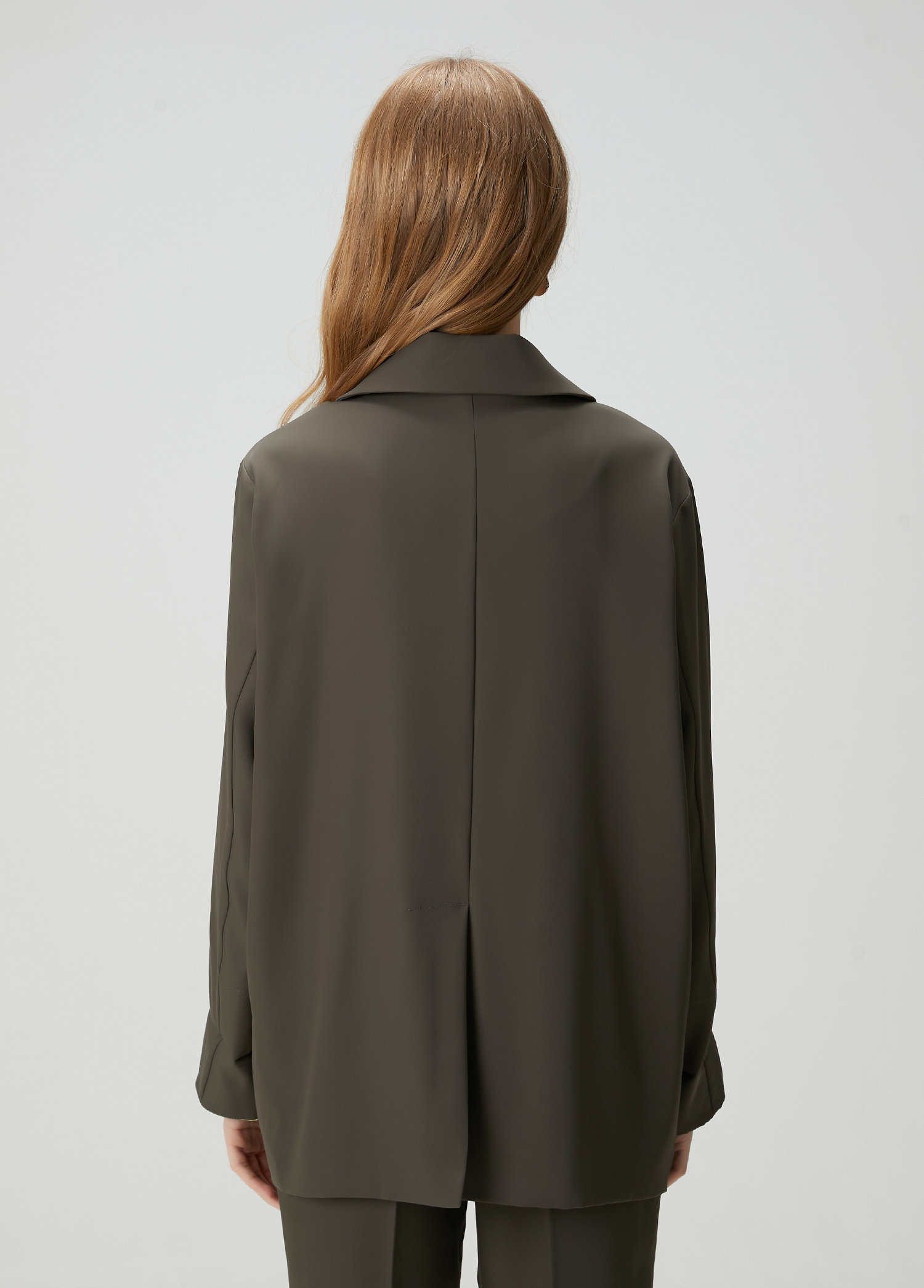 Haki Kol Ucu Palmiye Desenli Blazer_4